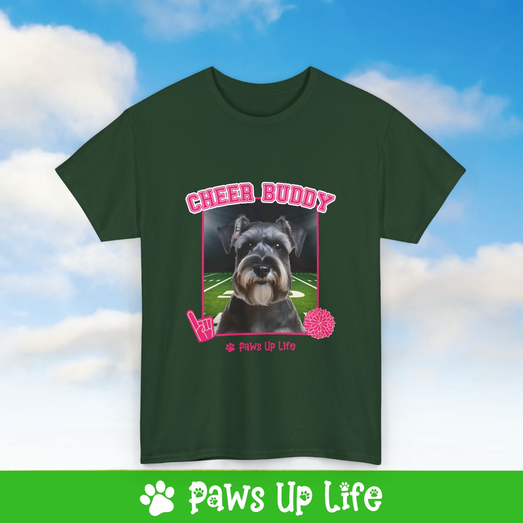 Miniature Schnauzer Football Cheer Buddy Cheerleading Dog Tee, Shirt, Unisex Pet Lover Gift, Dog Mom Dad Tshirt, Animal Rescue Advocate, Cute Puppy Graphic Top Classic Collar | Paws Up Life, LLC