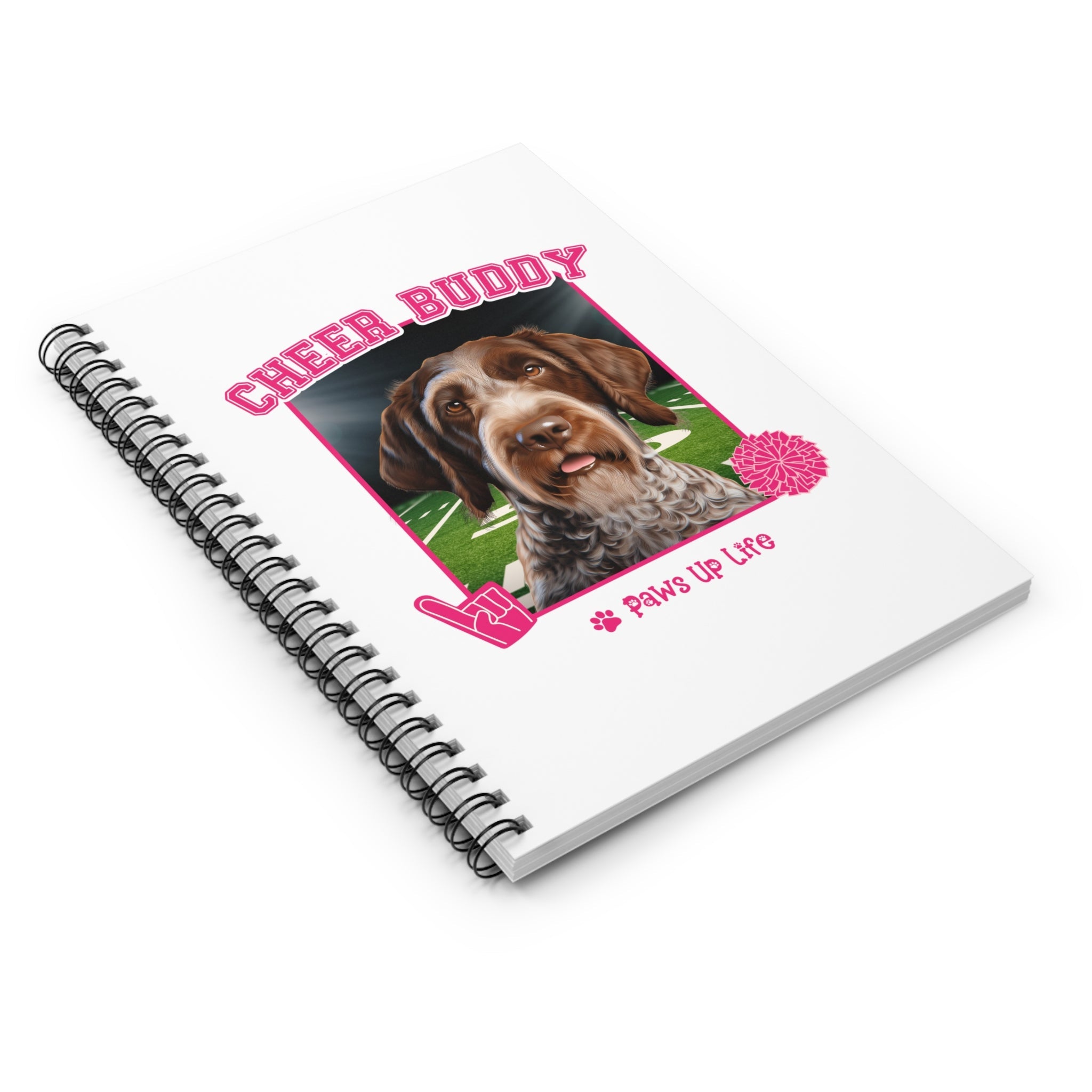 German Wirehaired Pointer Football Cheer Buddy Cheerleading Dog Spiral Notebook for Office and Home - Ruled Line | Paws Up Life, LLC