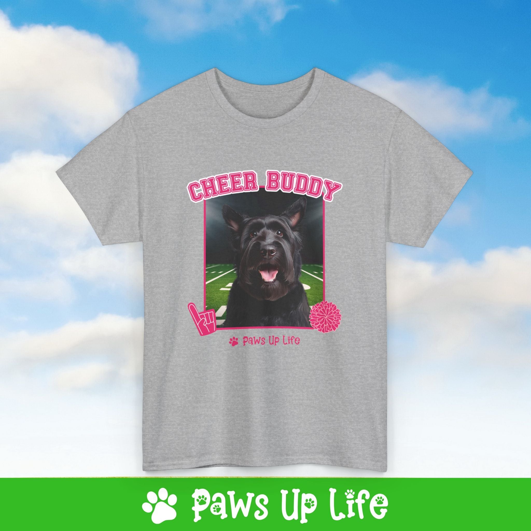 Black Russian Terrier Football Cheer Buddy Cheerleading Dog Tee, Shirt, Unisex Pet Lover Gift, Dog Mom Dad Tshirt, Animal Rescue Advocate, Cute Puppy Graphic Top Classic Collar | Paws Up Life, LLC