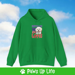 Bichon Frise Dog United We Love Unisex Hoodie Hooded Sweatshirt Classic Comfy Cotton | Paws Up Life, LLC