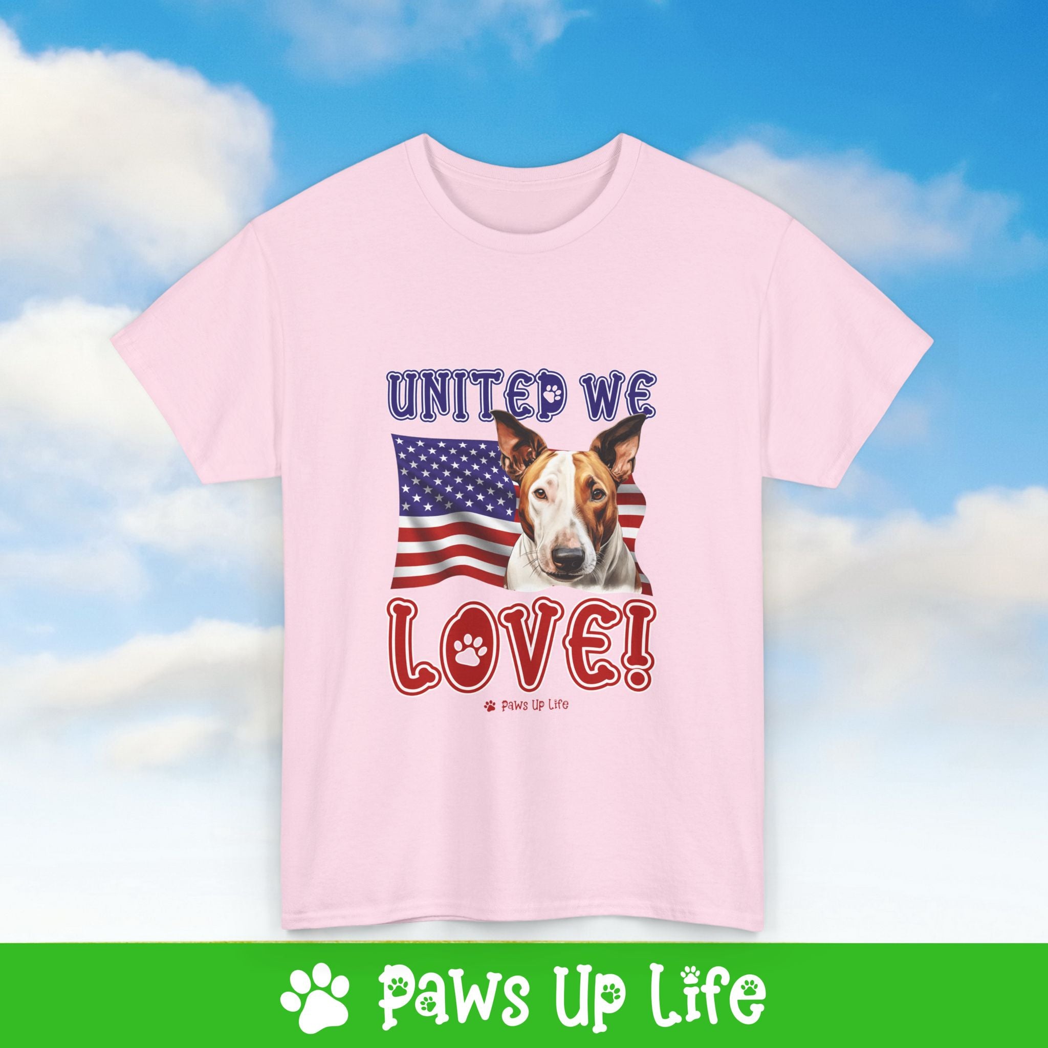 Bull Terrier Dog United We Love Dog Tee, Shirt, Unisex Pet Lover Gift, Dog Mom Dad Tshirt, Animal Rescue Advocate, Cute Puppy Graphic Top Classic Collar | Paws Up Life, LLC