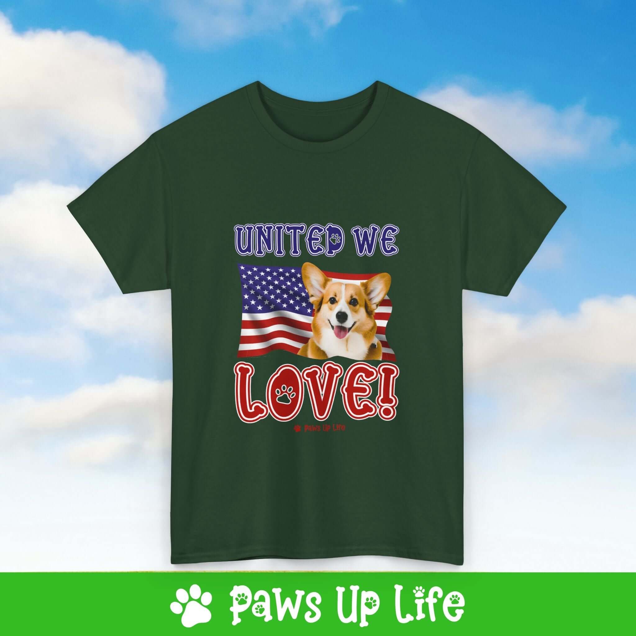 Pembroke Welsh Corgi Dog United We Love Dog Tee, Shirt, Unisex Pet Lover Gift, Dog Mom Dad Tshirt, Animal Rescue Advocate, Cute Puppy Graphic Top Classic Collar | Paws Up Life, LLC