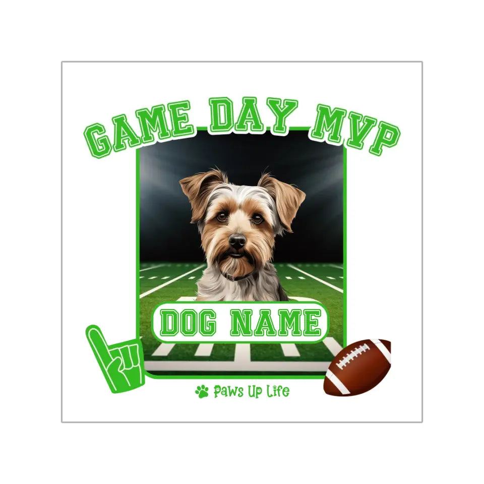 Stickers | Game Day MVP Dog Personalized Football Vinyl Stickers | Paws Up Life, LLC