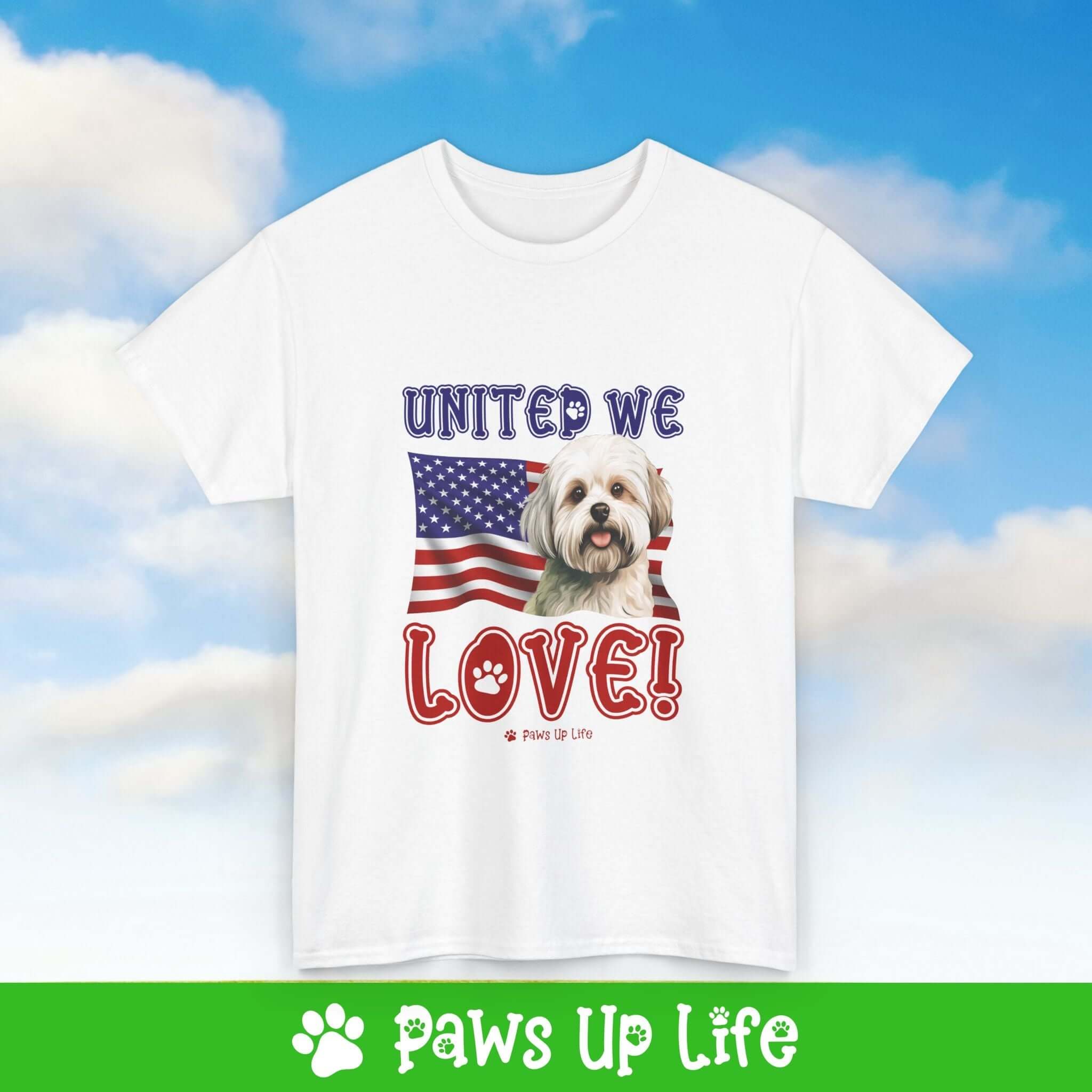 Maltese Dog United We Love Dog Tee, Shirt, Unisex Pet Lover Gift, Dog Mom Dad Tshirt, Animal Rescue Advocate, Cute Puppy Graphic Top Classic Collar | Paws Up Life, LLC