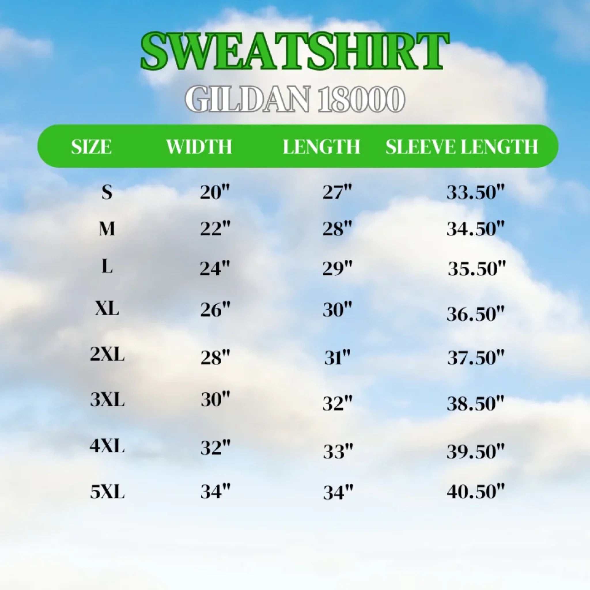 Sweatshirt Gildan 18000 - Size Chart (1)