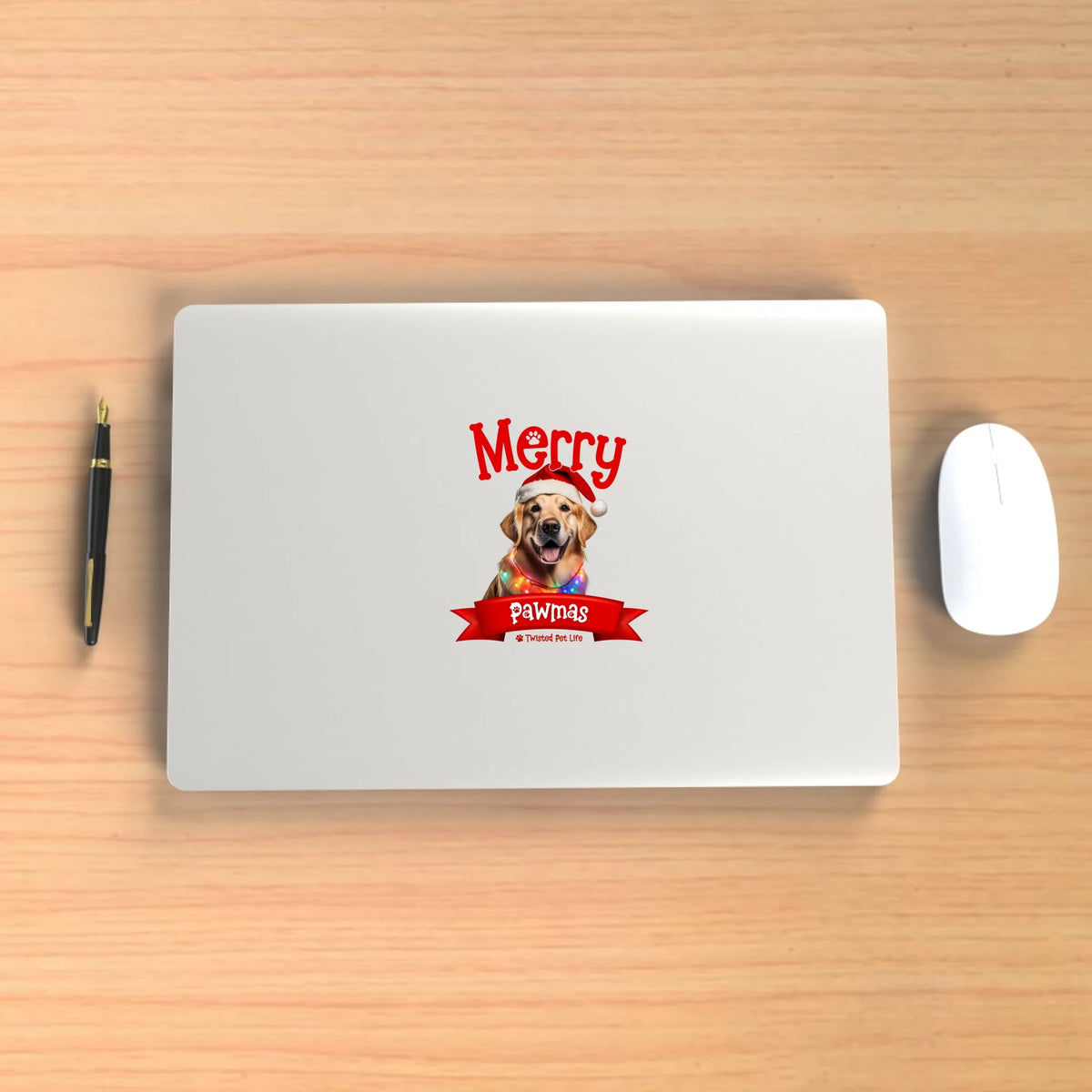Merry Pawmas Personalized Vinyl Stickers for Dog Lover Christmas Holiday Gifts.  Over 100 Breeds.