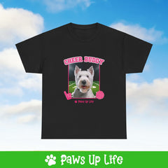 White Scottish Terrier Football Cheer Buddy Cheerleading Dog Tee, Shirt, Unisex Pet Lover Gift, Dog Mom Dad Tshirt, Animal Rescue Advocate, Cute Puppy Graphic Top Classic Collar | Paws Up Life, LLC