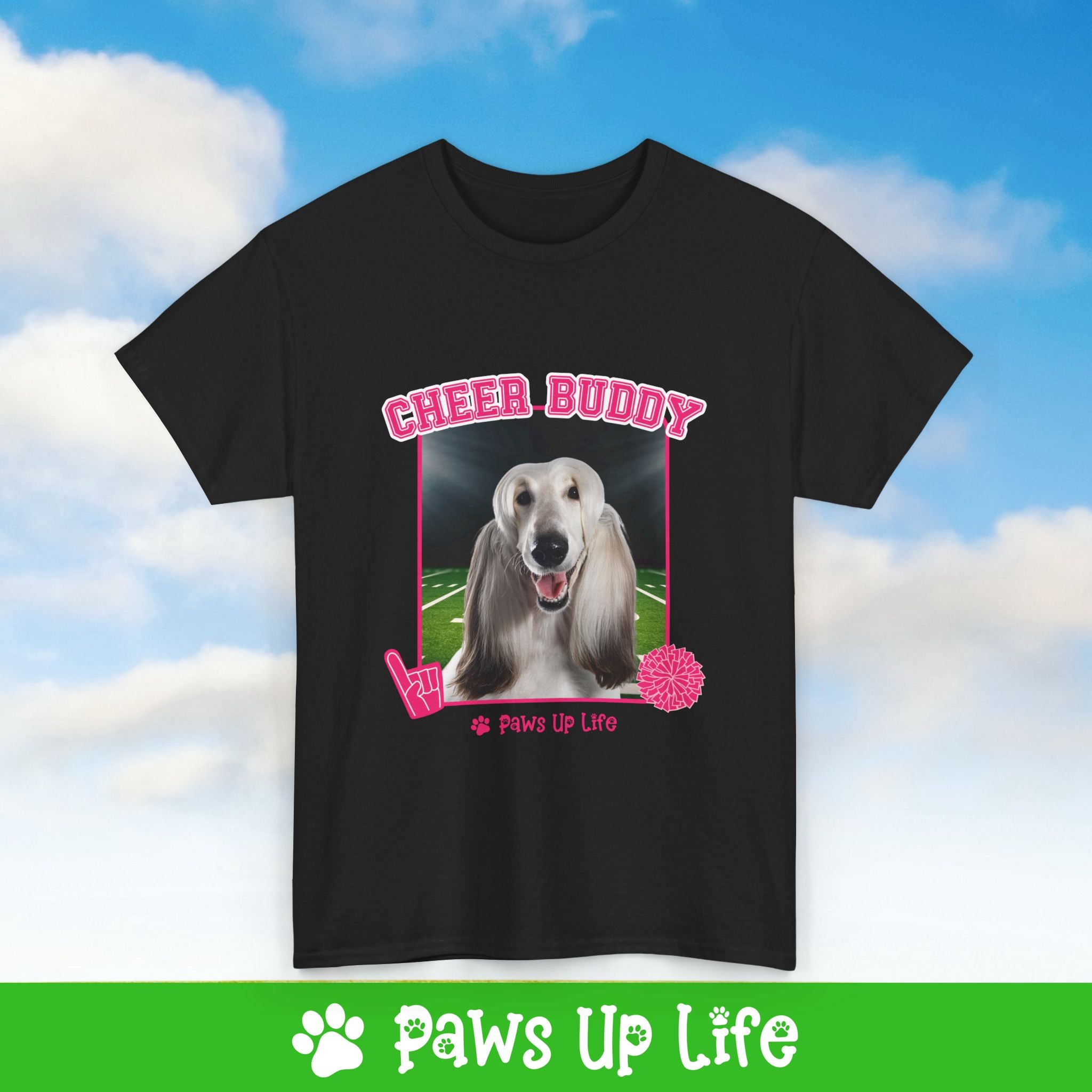 Afghan Hound Dog Cheerleader Tee, Shirt, Unisex Pet Lover Gift, Dog Mom Dad Tshirt, Animal Rescue Advocate, Cute Puppy Graphic Top Classic Collar | Paws Up Life, LLC