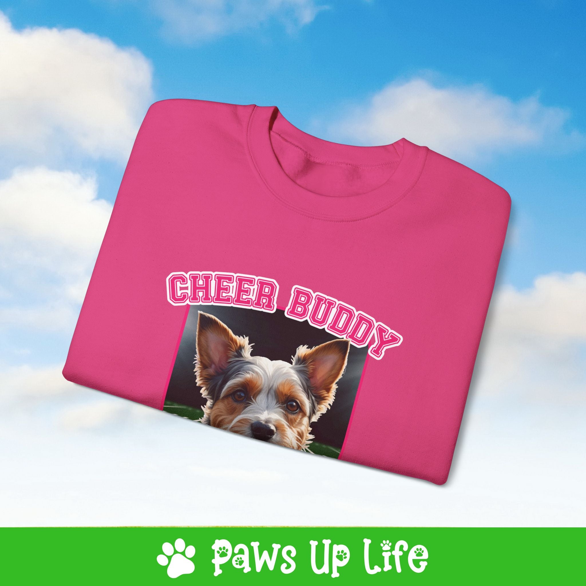 Biewer Terrier Football Cheer Buddy Cheerleading Dog Crewneck Sweatshirt, Unisex Gift for Animal Lovers, Dog Mom Dad Sweatshirt, Cute Dog Lover Apparel, Fun Pet | Paws Up Life, LLC