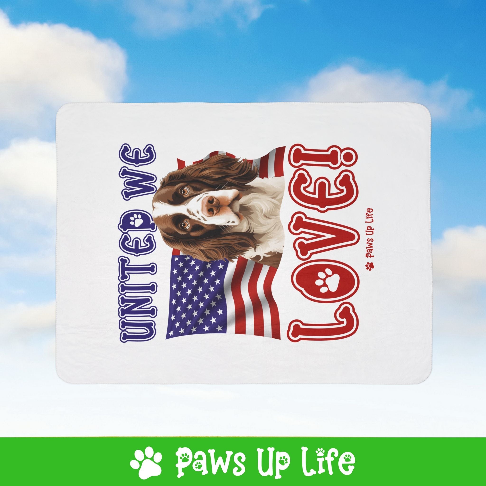 English Springer Spaniel Dog United We Love Fleece Sherpa Blanket - Perfect for Snuggling and Cozy Napping | Paws Up Life, LLC