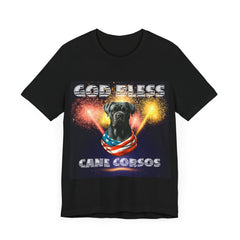 God Bless Cane Corso Patriotic TShirt Dog Gift for Him or Her | Unisex Short Sleeve Tee | Paws Up Life, LLC