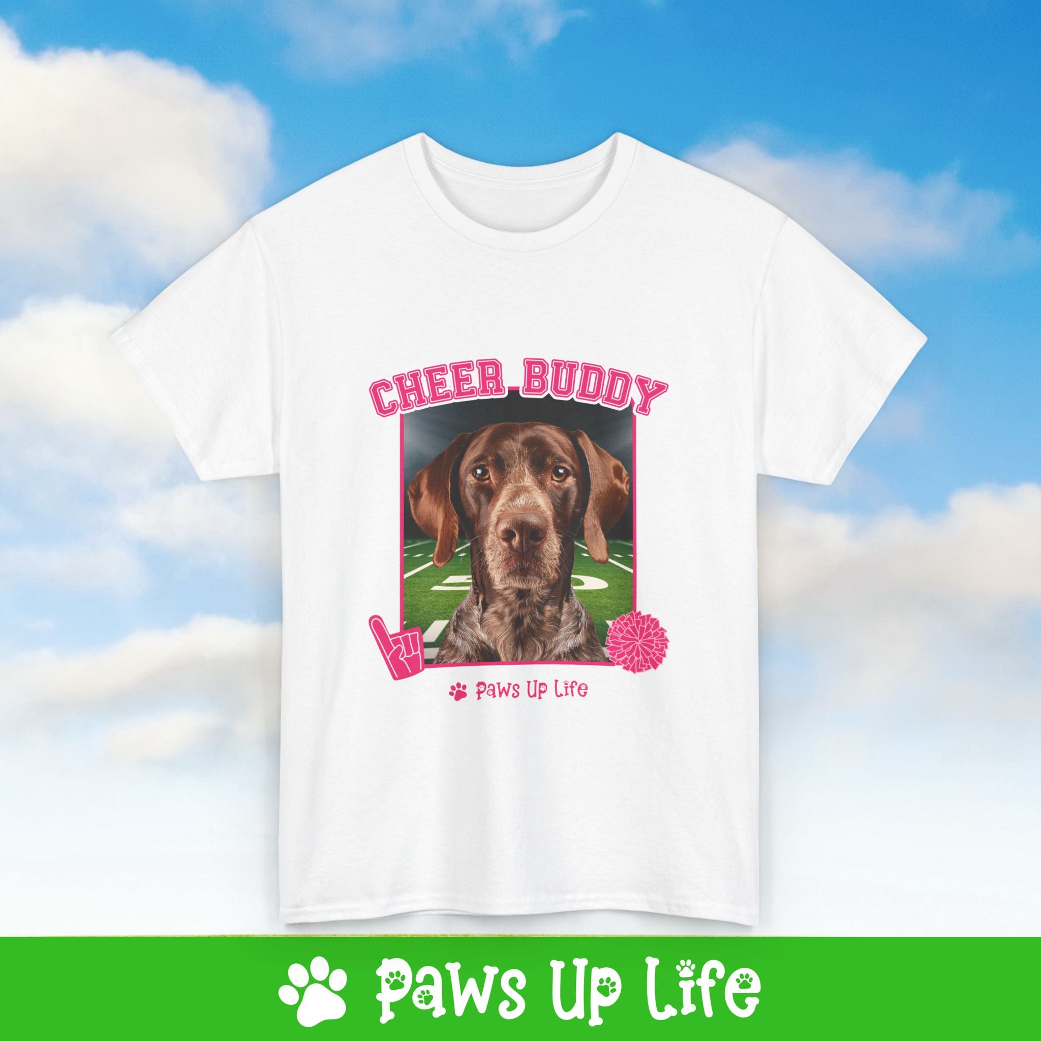 German Shorthaired Pointer Football Cheer Buddy Cheerleading Dog Tee, Shirt, Unisex Pet Lover Gift, Dog Mom Dad Tshirt, Animal Rescue Advocate, Cute Puppy Graphic Top Classic Collar | Paws Up Life, LLC