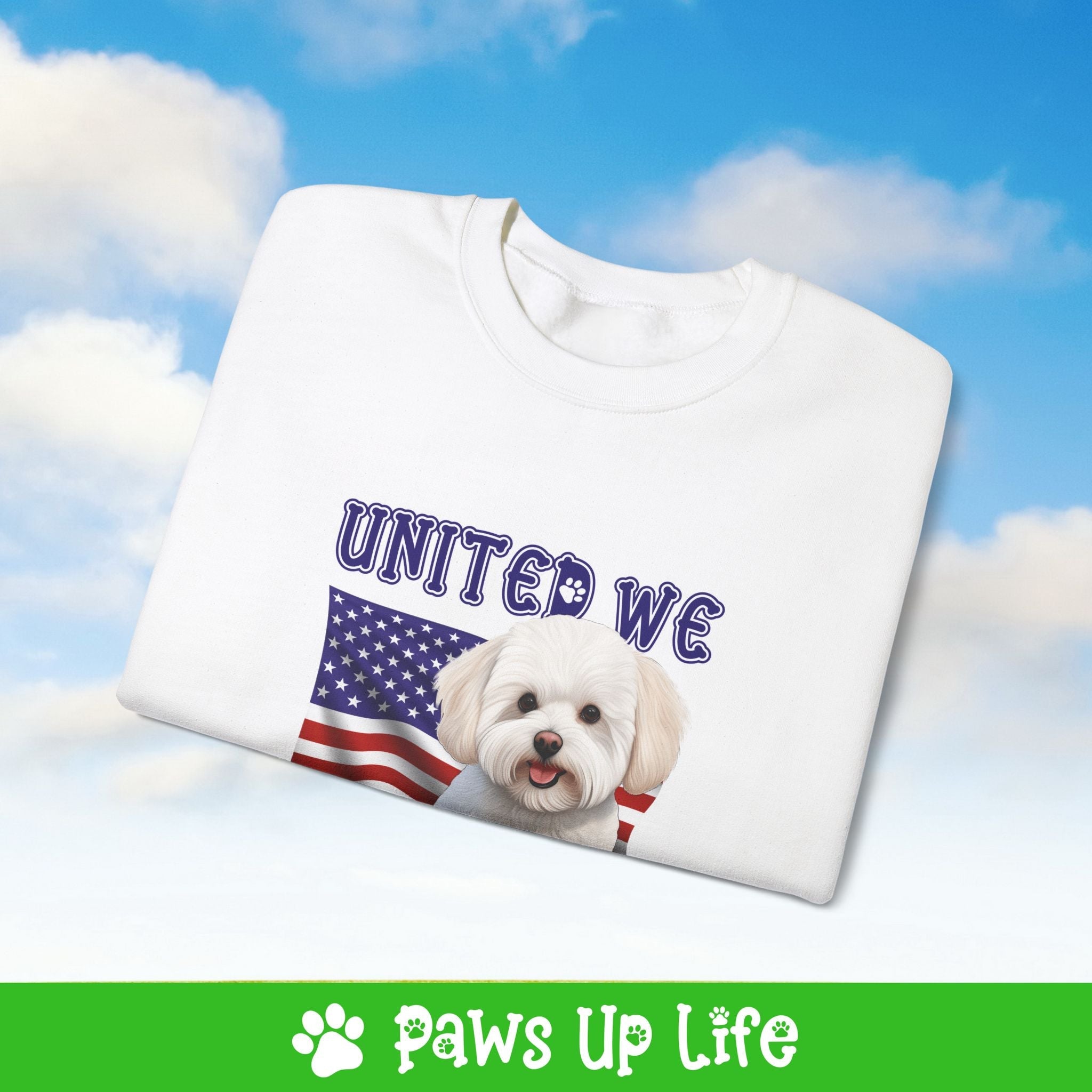 Bichon Frise Dog United We Love Dog Crewneck Sweatshirt, Unisex Gift for Animal Lovers, Dog Mom Dad Sweatshirt, Cute Dog Lover Apparel, Fun Pet | Paws Up Life, LLC