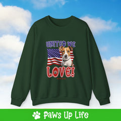 Jack Russell Dog United We Love Dog Crewneck Sweatshirt, Unisex Gift for Animal Lovers, Dog Mom Dad Sweatshirt, Cute Dog Lover Apparel, Fun Pet | Paws Up Life, LLC