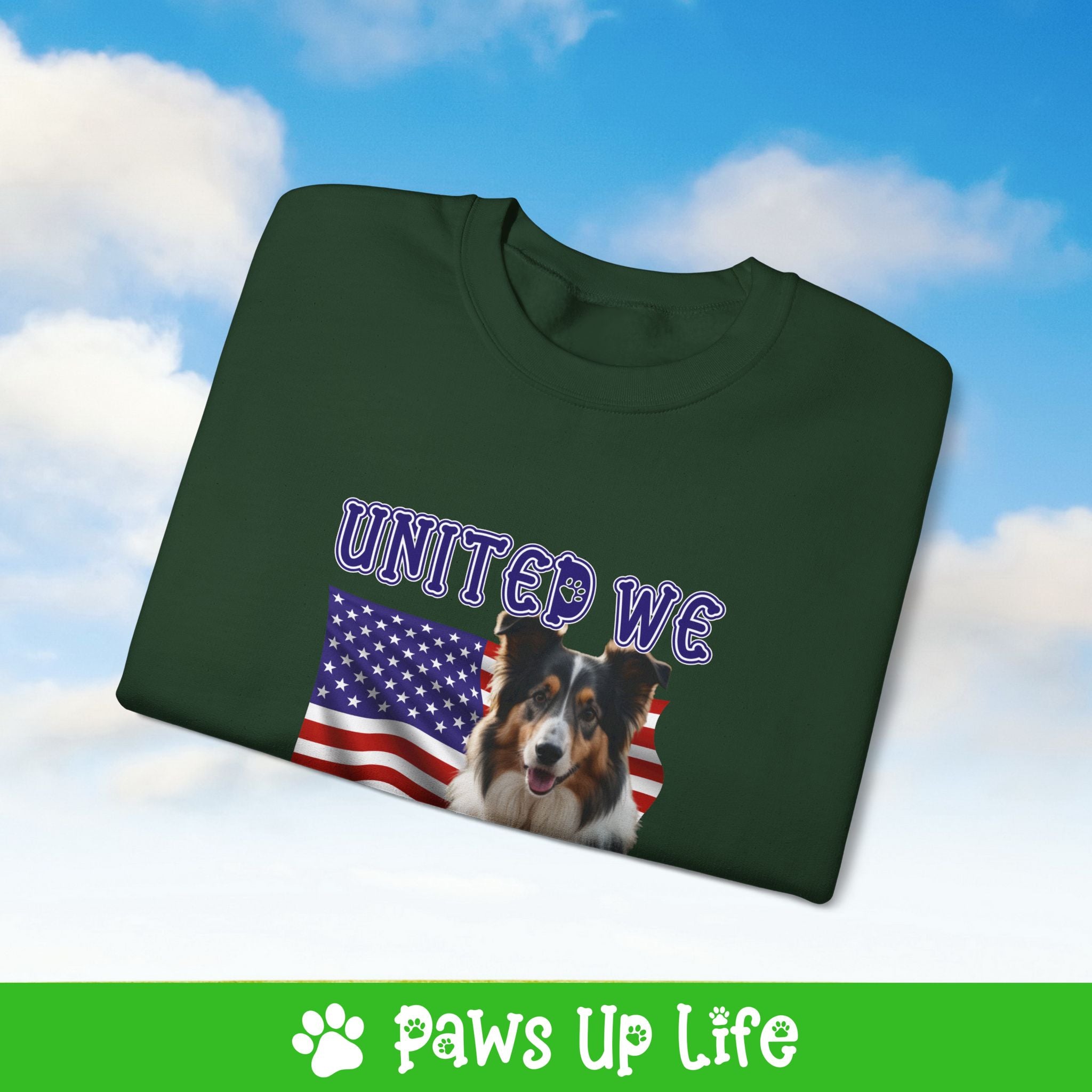 Collie Dog United We Love Dog Crewneck Sweatshirt, Unisex Gift for Animal Lovers, Dog Mom Dad Sweatshirt, Cute Dog Lover Apparel, Fun Pet