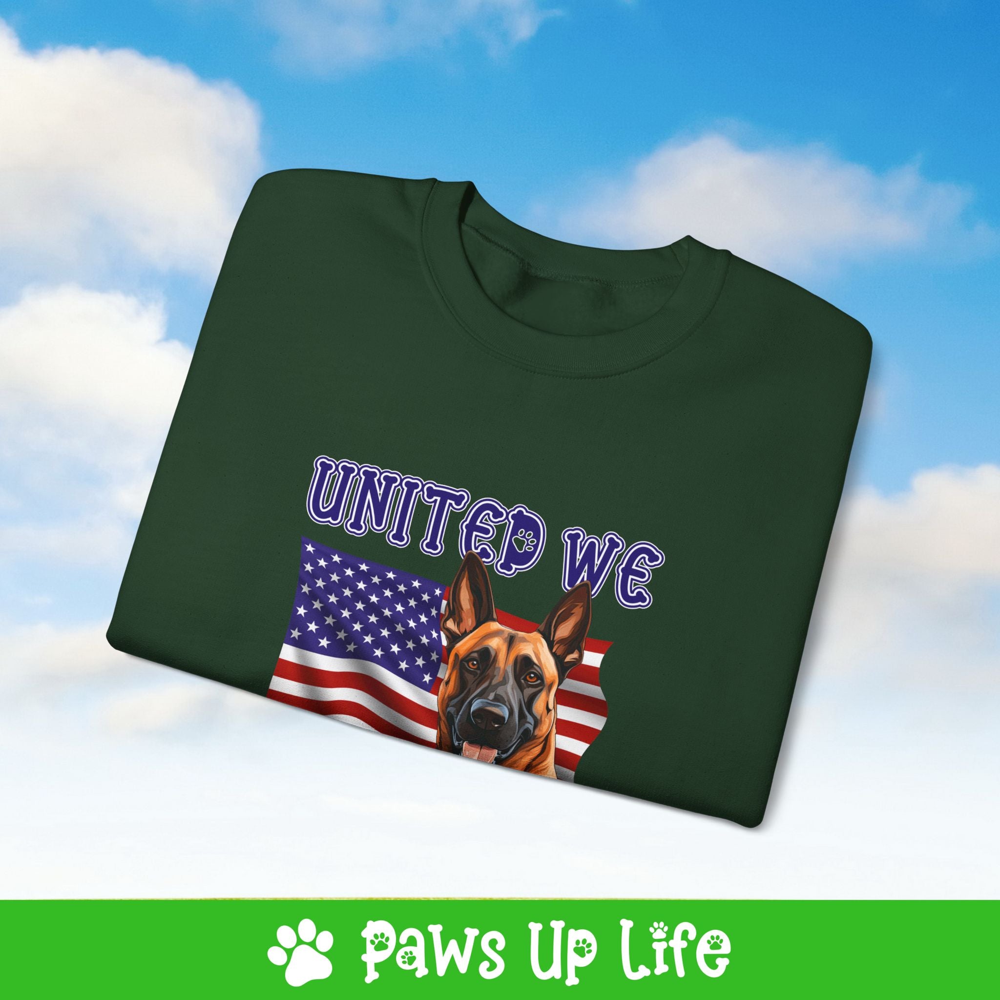 Belgian Malinois Dog United We Love Dog Crewneck Sweatshirt, Unisex Gift for Animal Lovers, Dog Mom Dad Sweatshirt, Cute Dog Lover Apparel, Fun Pet | Paws Up Life, LLC