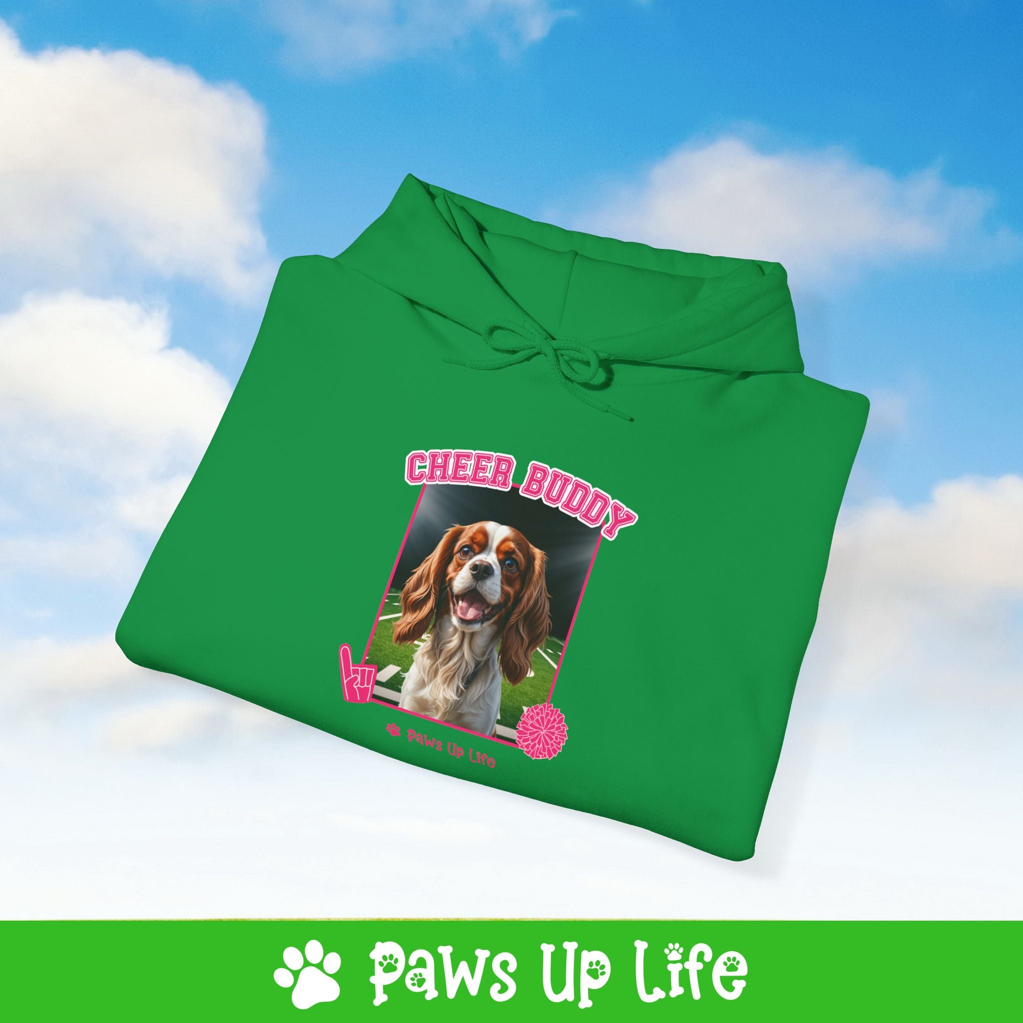 Cavalier King Charles Spaniel Football Cheer Buddy Cheerleading Dog Unisex Hoodie Hooded Sweatshirt Classic Comfy Cotton | Paws Up Life, LLC