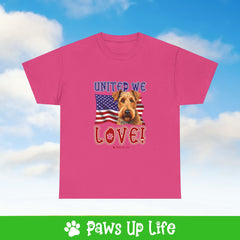 Airedale Terrier Dog United We Love Dog Tee, Shirt, Unisex Pet Lover Gift, Dog Mom Dad Tshirt, Animal Rescue Advocate, Cute Puppy Graphic Top Classic Collar