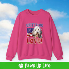 Old English Sheepdog Dog United We Love Dog Crewneck Sweatshirt, Unisex Gift for Animal Lovers, Dog Mom Dad Sweatshirt, Cute Dog Lover Apparel, Fun Pet | Paws Up Life, LLC