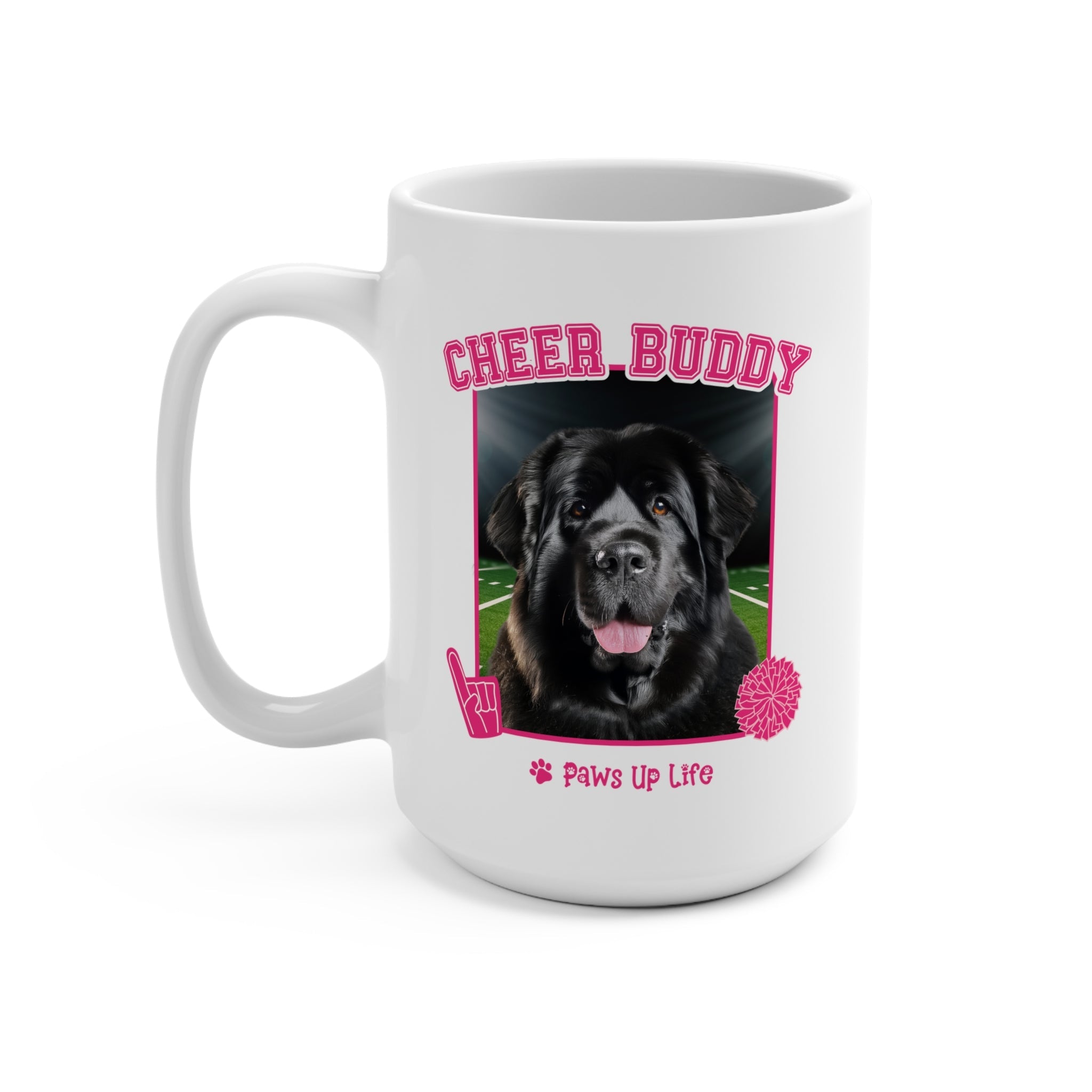 Newfoundland Football Cheer Buddy Cheerleading Dog 15oz Large Coffee Mug Ceramic Drinkware Tea Washable | Paws Up Life, LLC