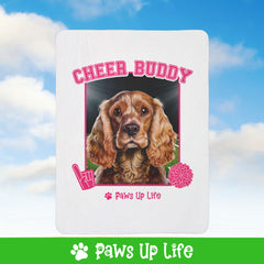 English Cocker Spaniel Football Cheer Buddy Cheerleading Dog Fleece Sherpa Blanket - Perfect for Snuggling and Cozy Napping | Paws Up Life, LLC