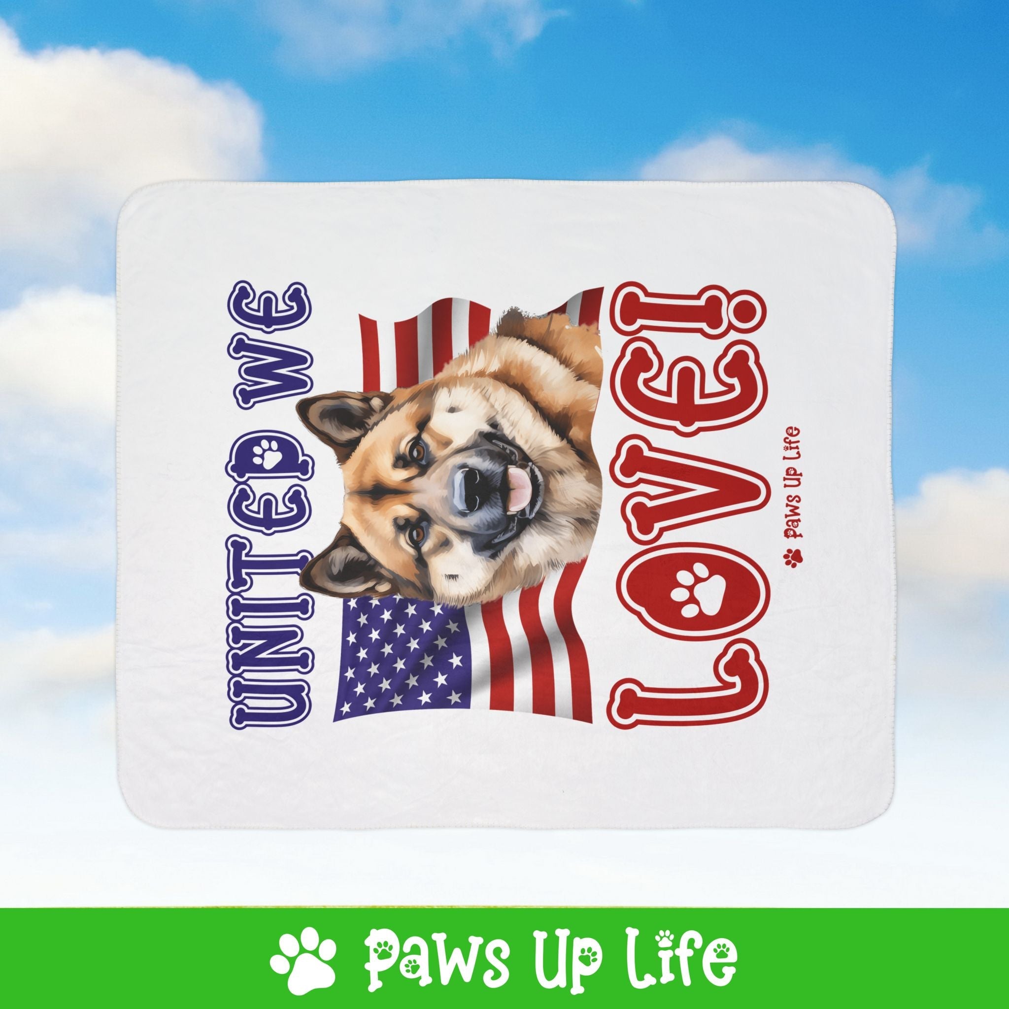 Akita Dog United We Love Fleece Sherpa Blanket - Perfect for Snuggling and Cozy Napping