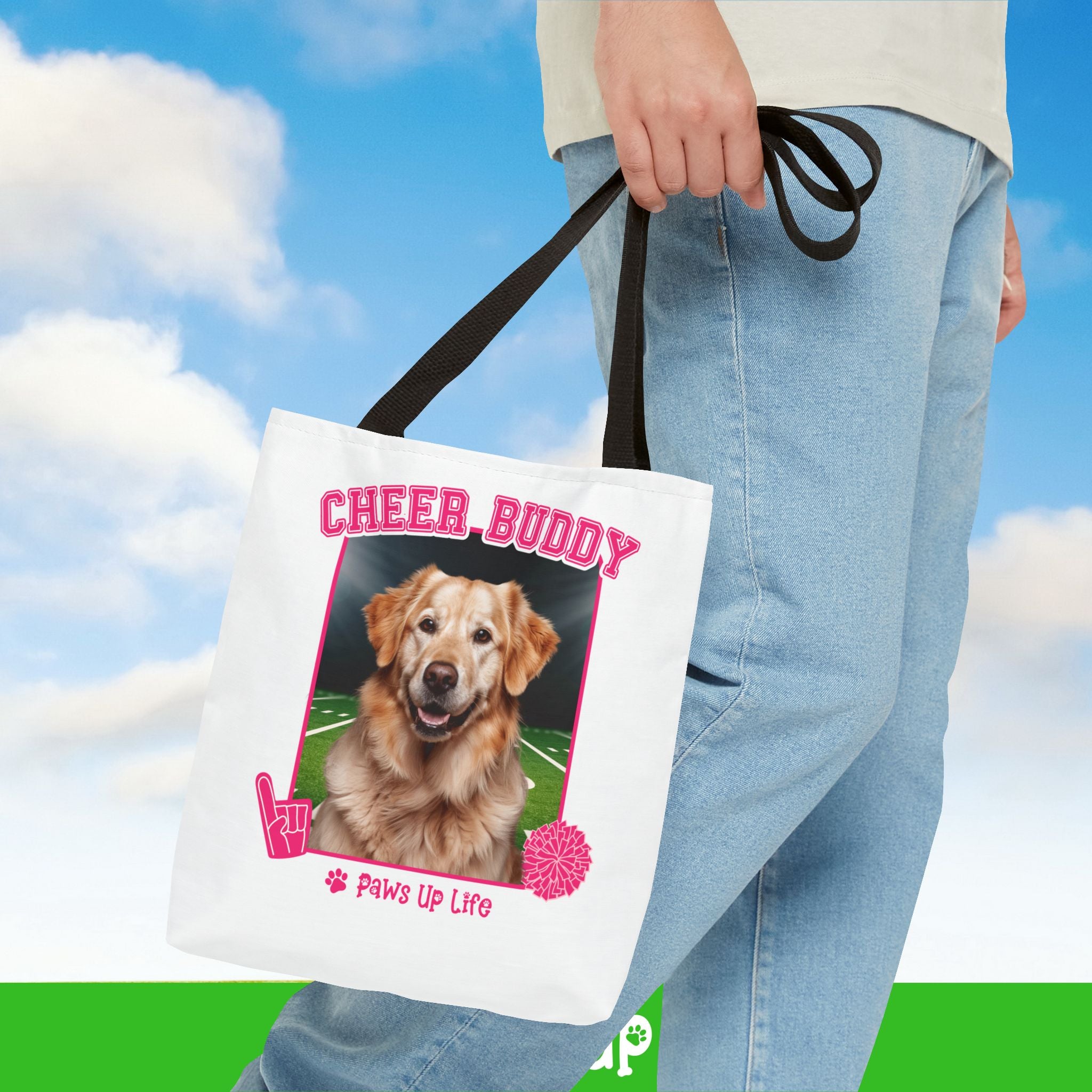 Golden Retriever Football Cheer Buddy Tote Bag - Choose from 3 Sizes | Paws Up Life, LLC