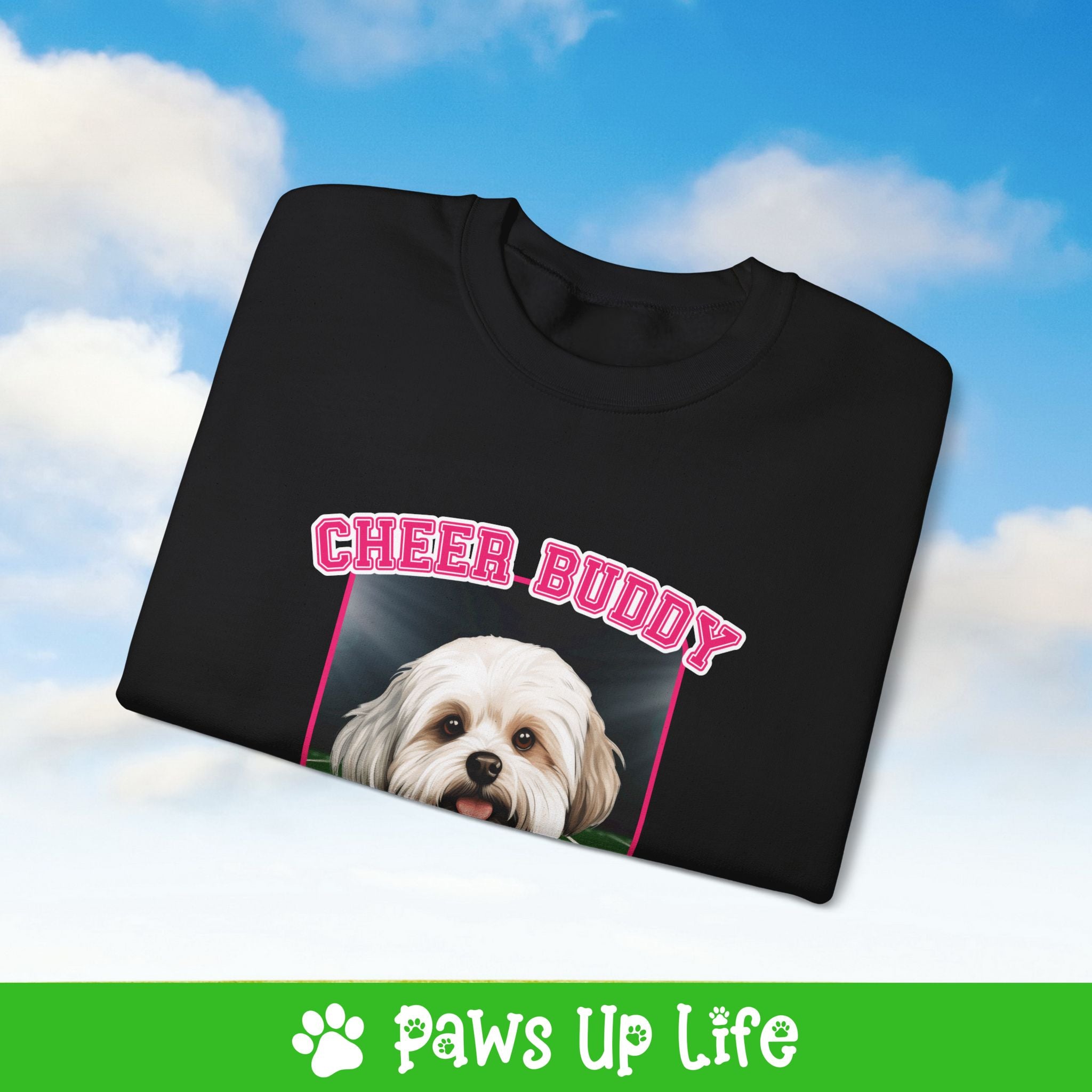 Maltese Football Cheer Buddy Cheerleading Dog Crewneck Sweatshirt, Unisex Gift for Animal Lovers, Dog Mom Dad Sweatshirt, Cute Dog Lover Apparel, Fun Pet | Paws Up Life, LLC