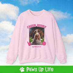 German Wirehaired Pointer Football Cheer Buddy Cheerleading Dog Crewneck Sweatshirt, Unisex Gift for Animal Lovers, Dog Mom Dad Sweatshirt, Cute Dog Lover Apparel, Fun Pet | Paws Up Life, LLC