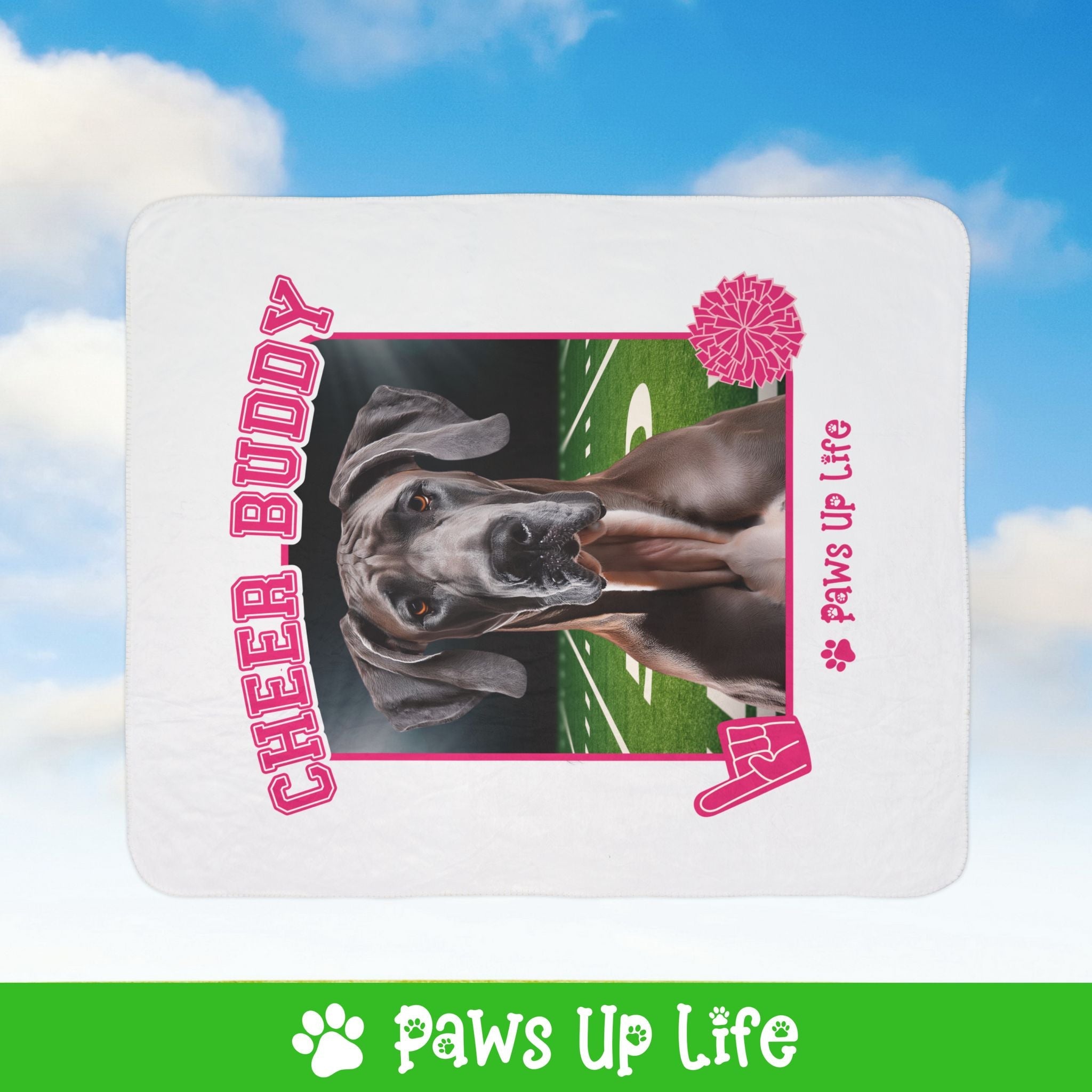 Great Dane Football Cheer Buddy Cheerleading Dog Fleece Sherpa Blanket - Perfect for Snuggling and Cozy Napping | Paws Up Life, LLC