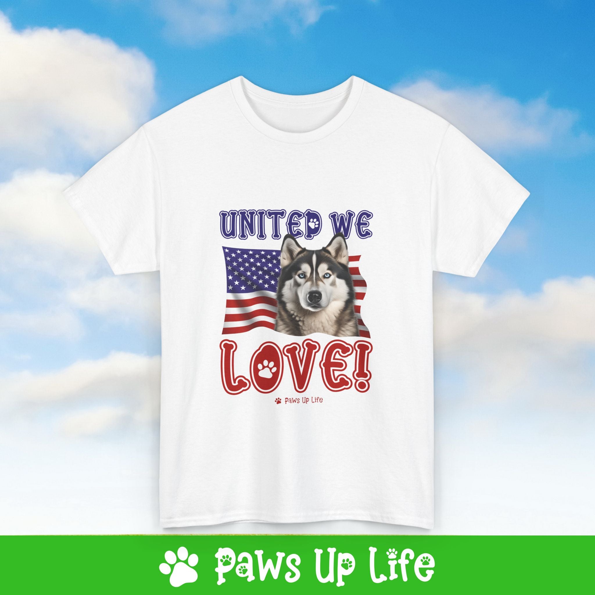 Alaskan Malamute Dog United We Love Dog Tee, Shirt, Unisex Pet Lover Gift, Dog Mom Dad Tshirt, Animal Rescue Advocate, Cute Puppy Graphic Top Classic Collar