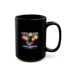 God Bless Cane Corso Dog Patriotic Coffee Mug Gift for Him or Her | Black Mug 15oz | Paws Up Life, LLC