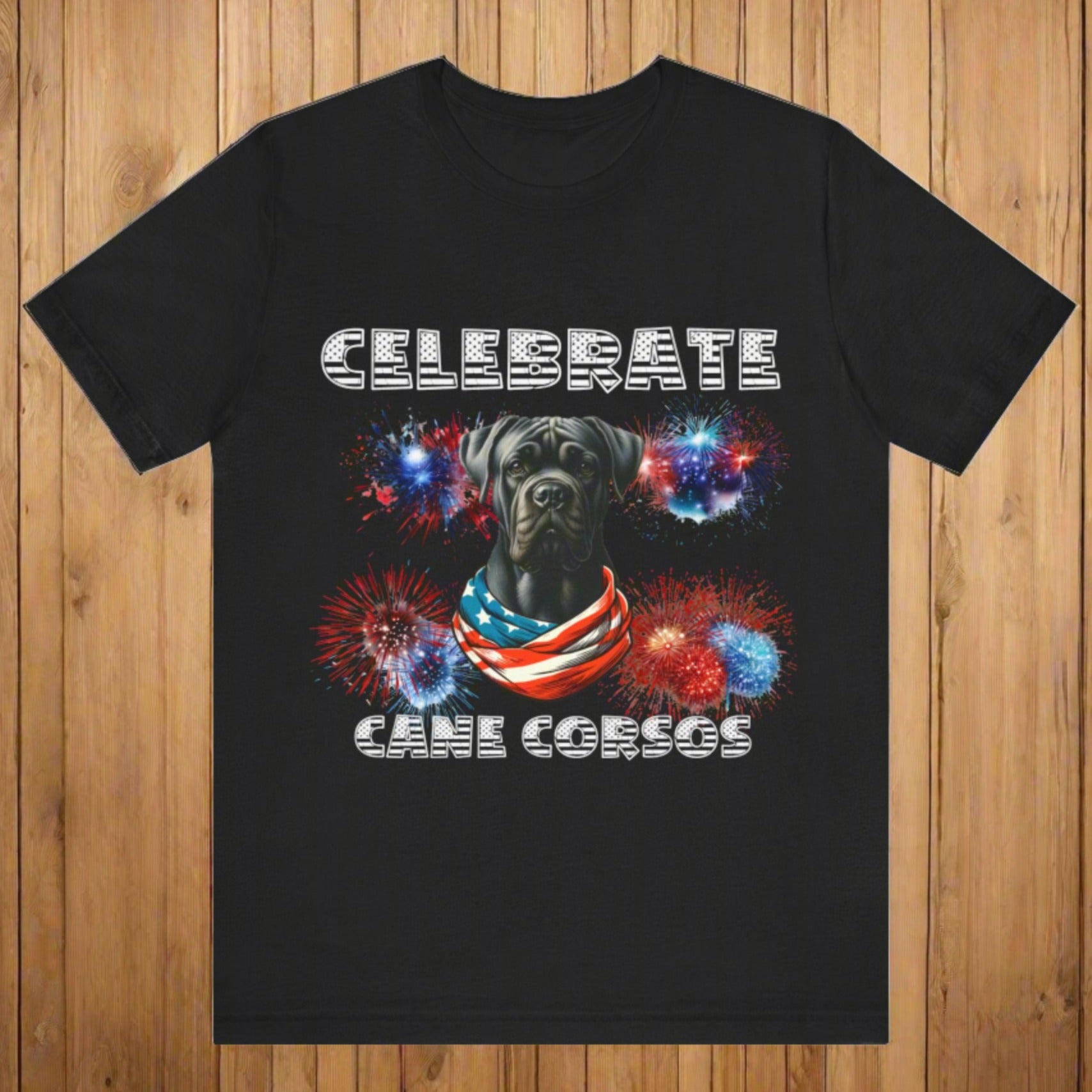 Celebrate Cane Corso Dog Patriotic Unisex Jersey Short Sleeve Tee Bella Canvas 3001 | Paws Up Life, LLC