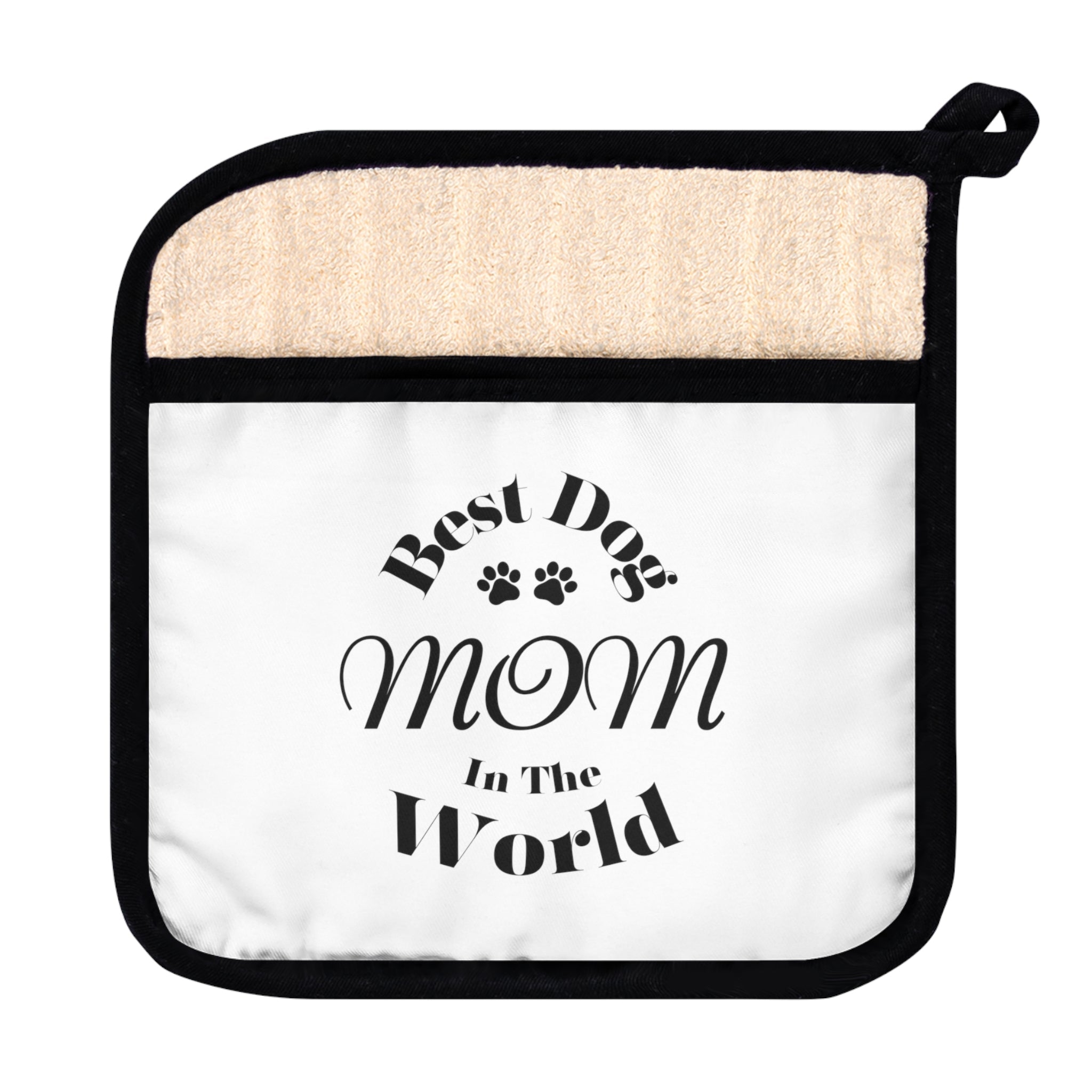 Best Dog Mom in the World Pot Holder: Cute Kitchen Accessory for Pet-Loving Homes - Pot Holder with Pocket | Paws Up Life, LLC