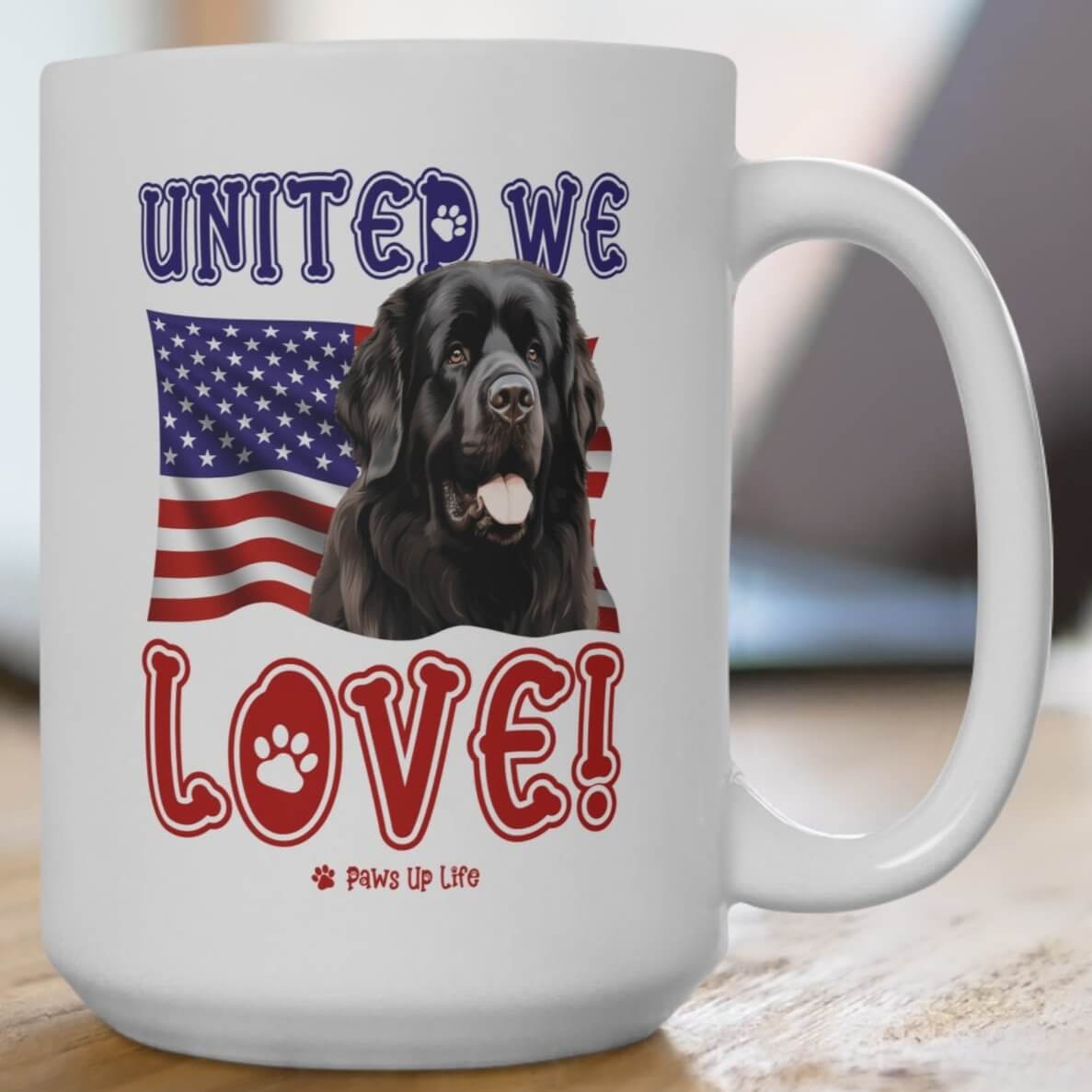 Newfoundland Dog United We Love 15oz Large Coffee Mug Ceramic Drinkware Tea Washable | Paws Up Life, LLC