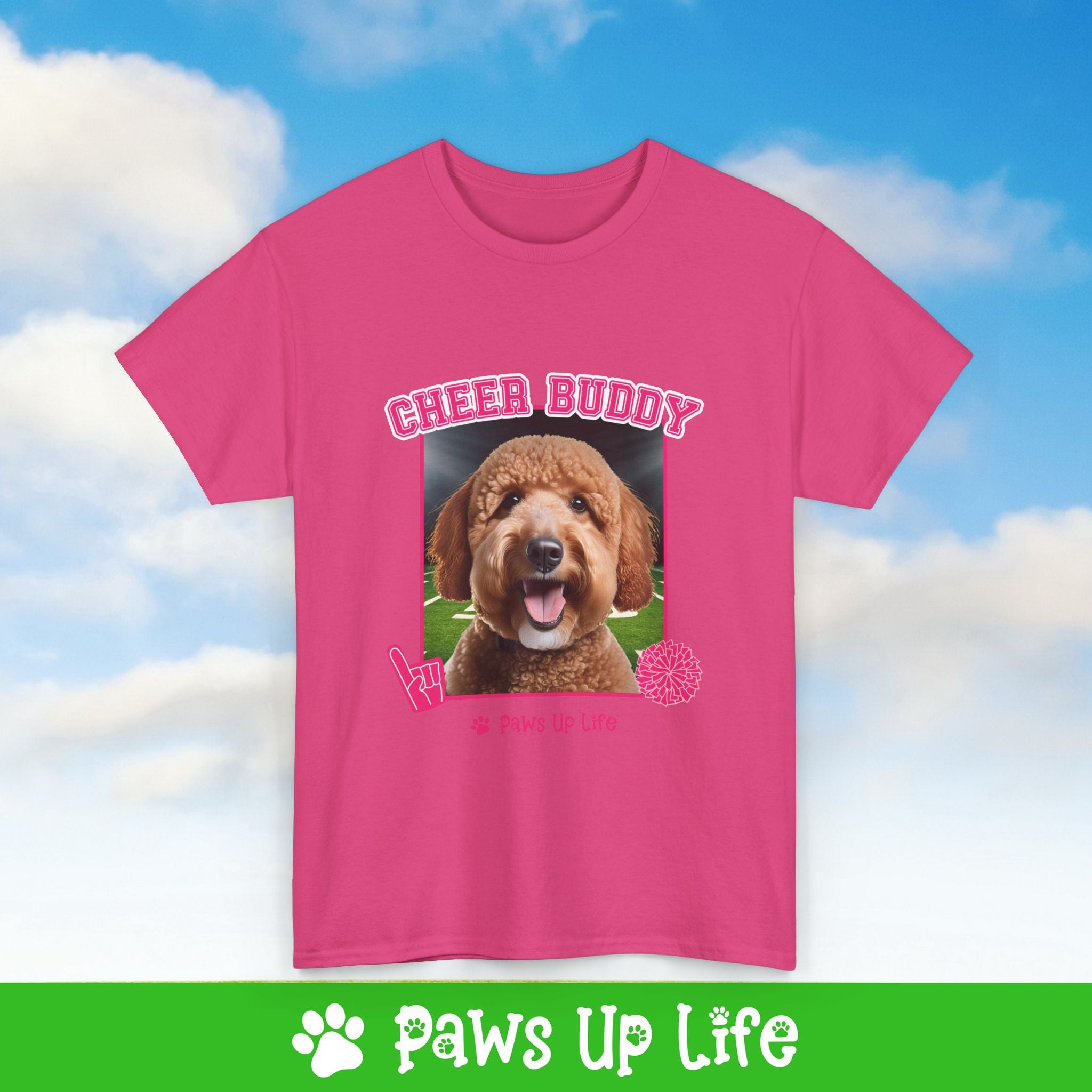 Groodle Football Cheer Buddy Cheerleading Dog Tee, Shirt, Unisex Pet Lover Gift, Dog Mom Dad Tshirt, Animal Rescue Advocate, Cute Puppy Graphic Top Classic Collar | Paws Up Life, LLC