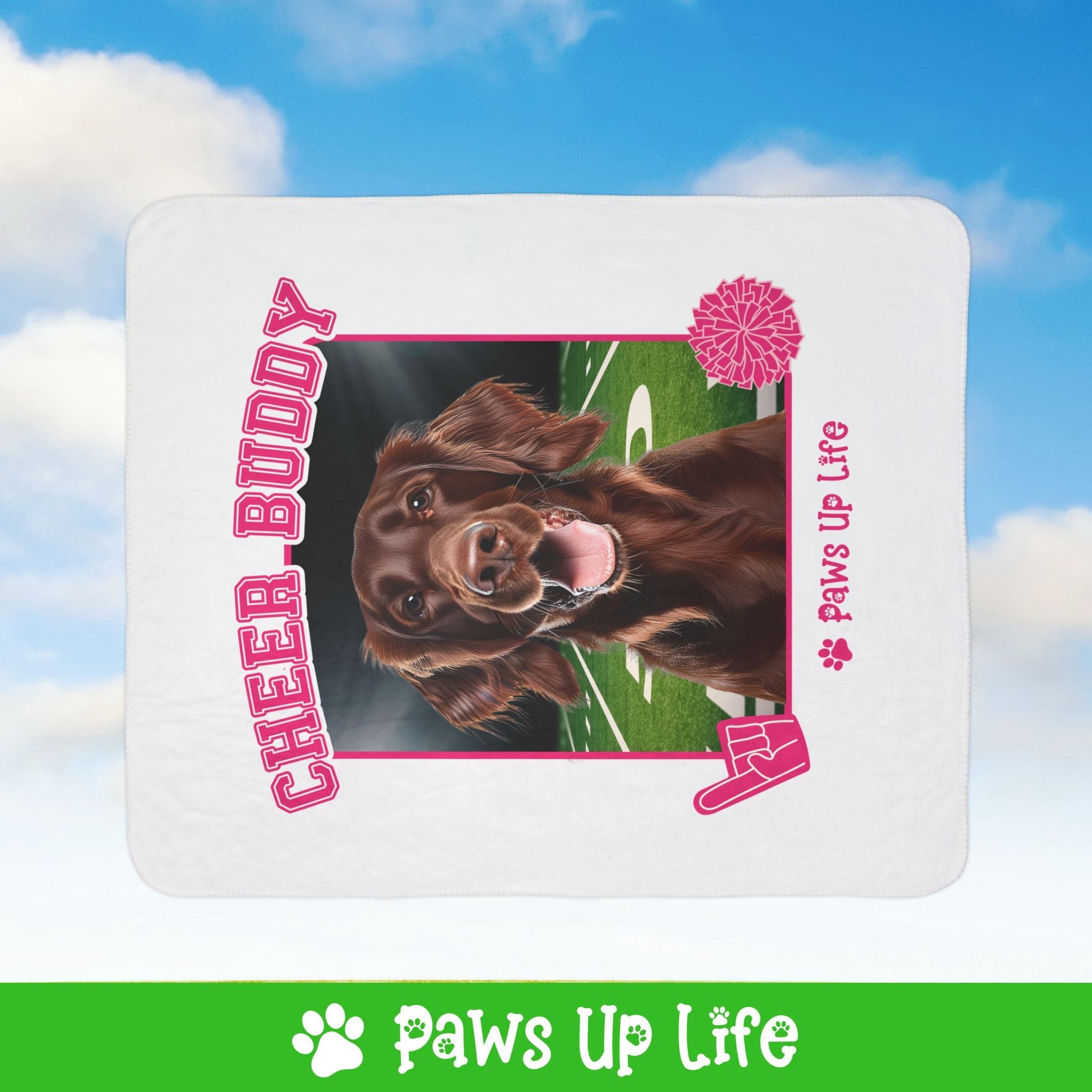 Irish Setter Football Cheer Buddy Cheerleading Dog Fleece Sherpa Blanket - Perfect for Snuggling and Cozy Napping | Paws Up Life, LLC