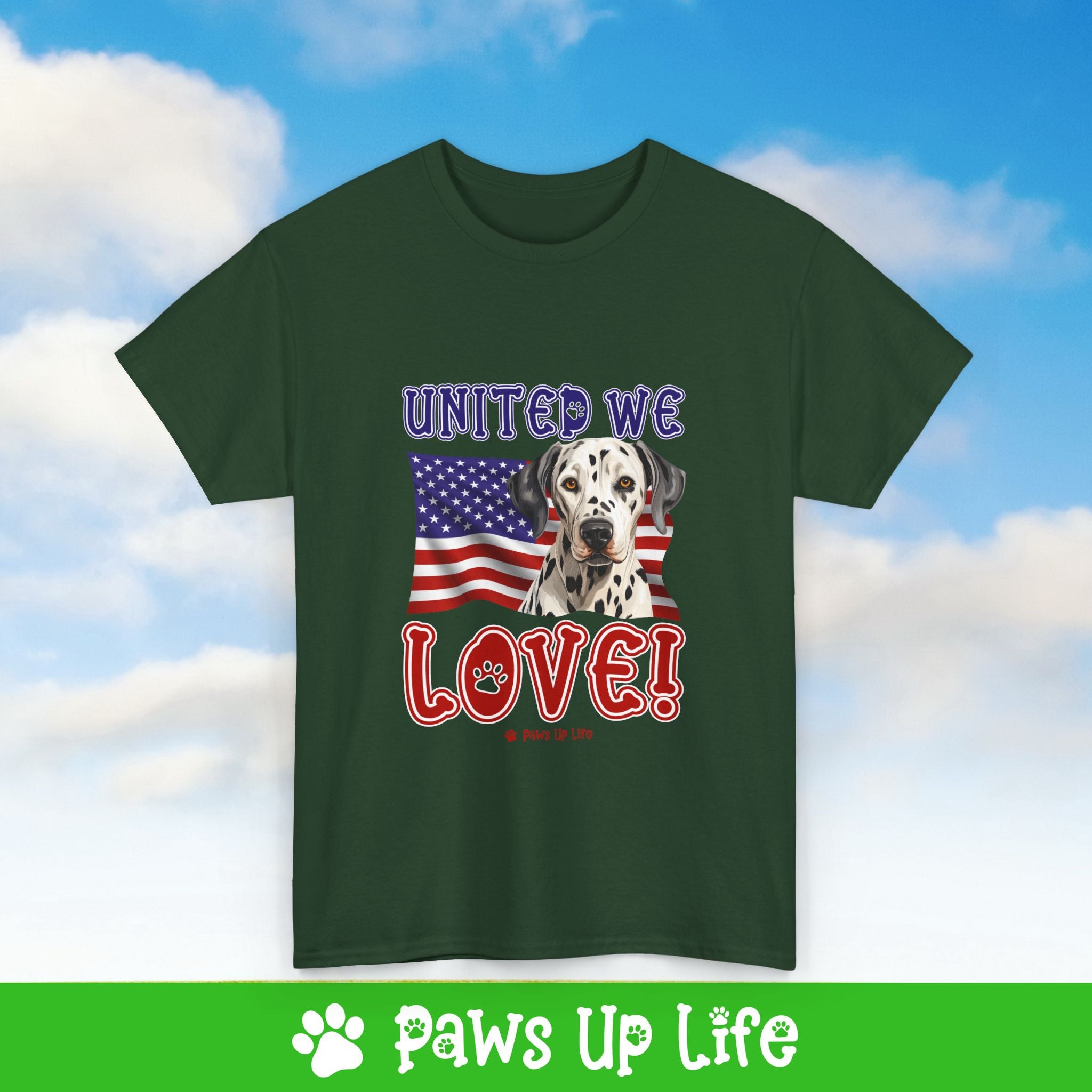 Dalmatian Dog United We Love Dog Tee, Shirt, Unisex Pet Lover Gift, Dog Mom Dad Tshirt, Animal Rescue Advocate, Cute Puppy Graphic Top Classic Collar | Paws Up Life, LLC