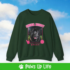 Newfoundland Football Cheer Buddy Cheerleading Dog Crewneck Sweatshirt, Unisex Gift for Animal Lovers, Dog Mom Dad Sweatshirt, Cute Dog Lover Apparel, Fun Pet | Paws Up Life, LLC