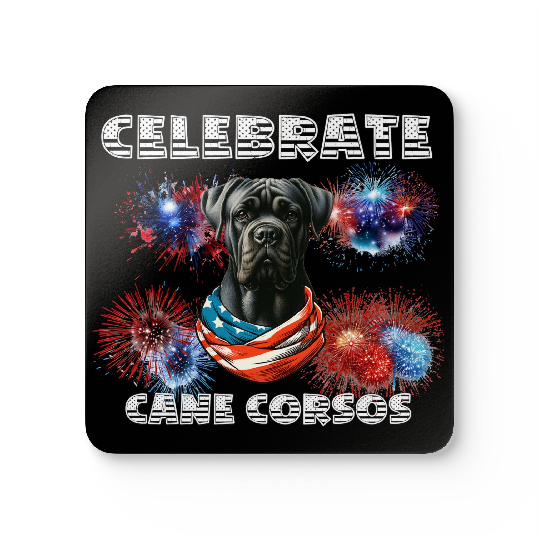 Celebrate Cane Corso Dog Corkwood Coaster Set of 4 Patriotic | Paws Up Life, LLC