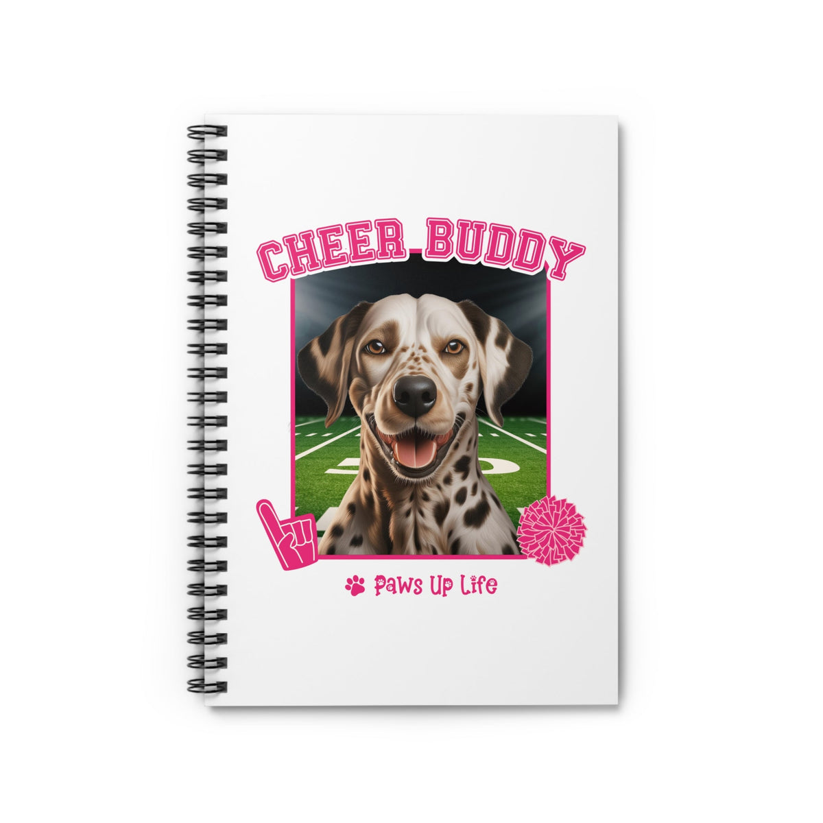 Dalmation Football Cheer Buddy Cheerleading Dog Spiral Notebook for Office and Home - Ruled Line | Paws Up Life, LLC