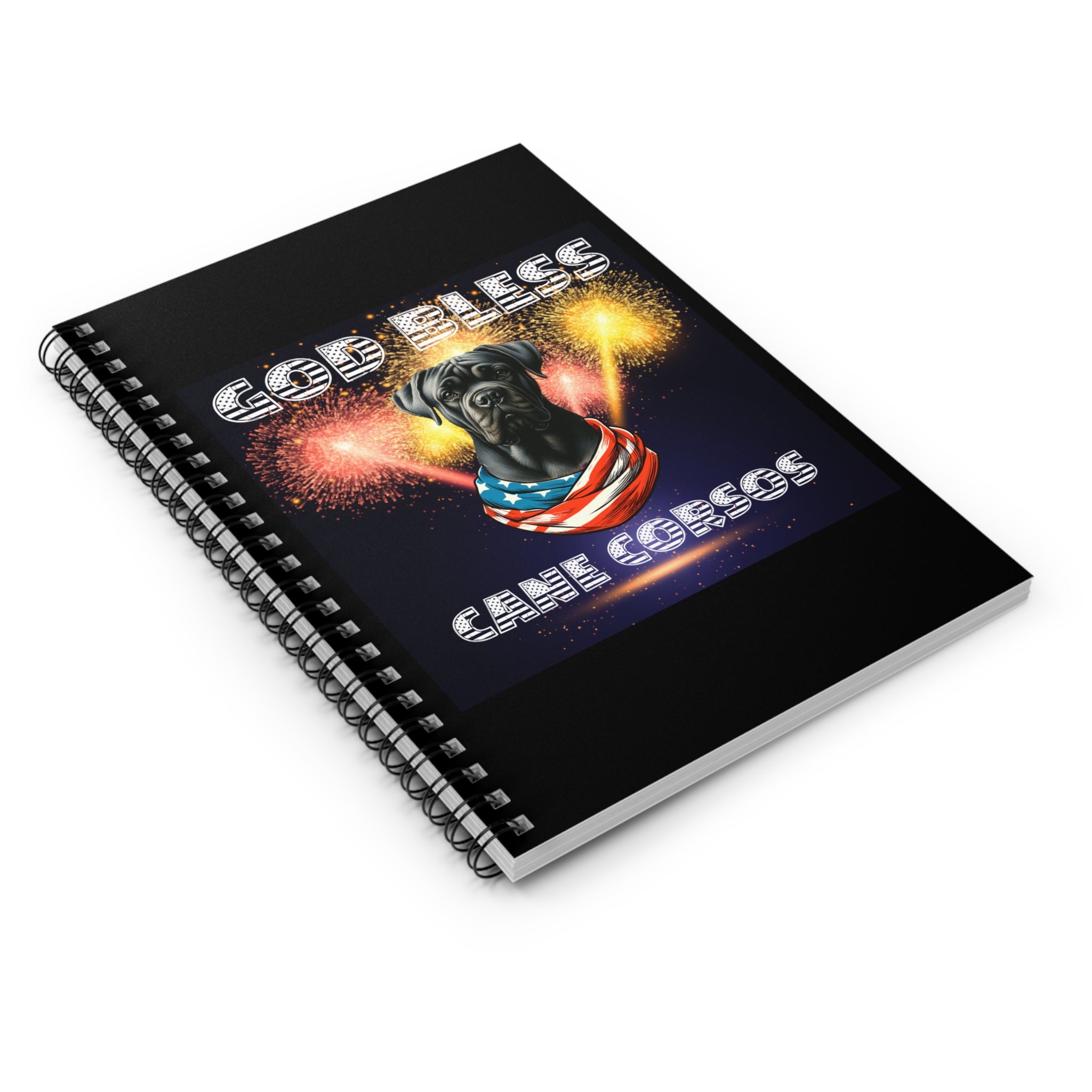 God Bless Cane Corso Patriotic Spiral Notebook - Ruled Line | Paws Up Life, LLC