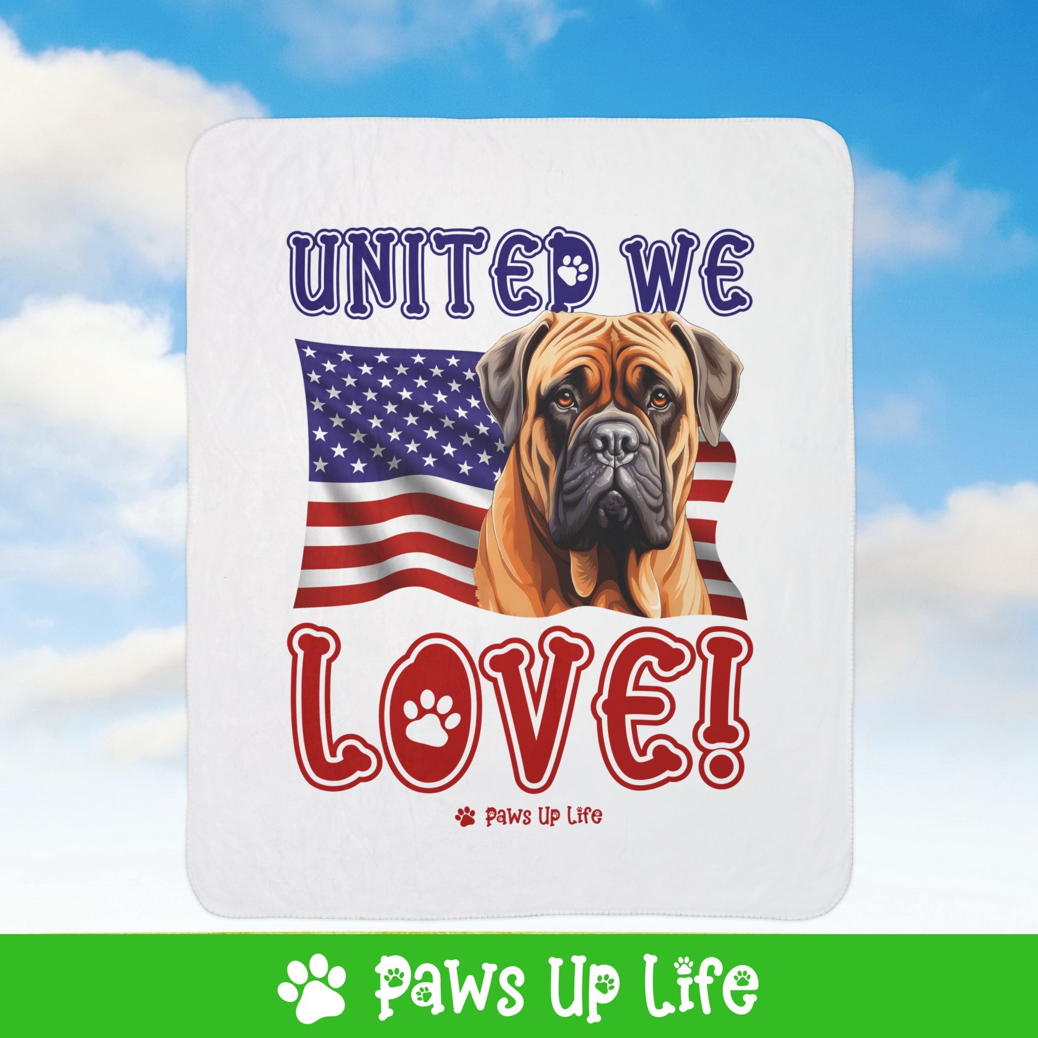 Bull Mastiff Dog United We Love Fleece Sherpa Blanket - Perfect for Snuggling and Cozy Napping | Paws Up Life, LLC