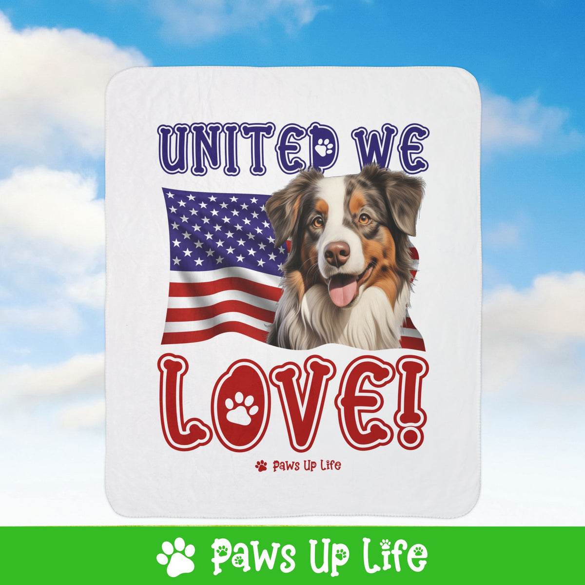 Miniature American Shepherd Dog United We Love Fleece Sherpa Blanket - Perfect for Snuggling and Cozy Napping | Paws Up Life, LLC