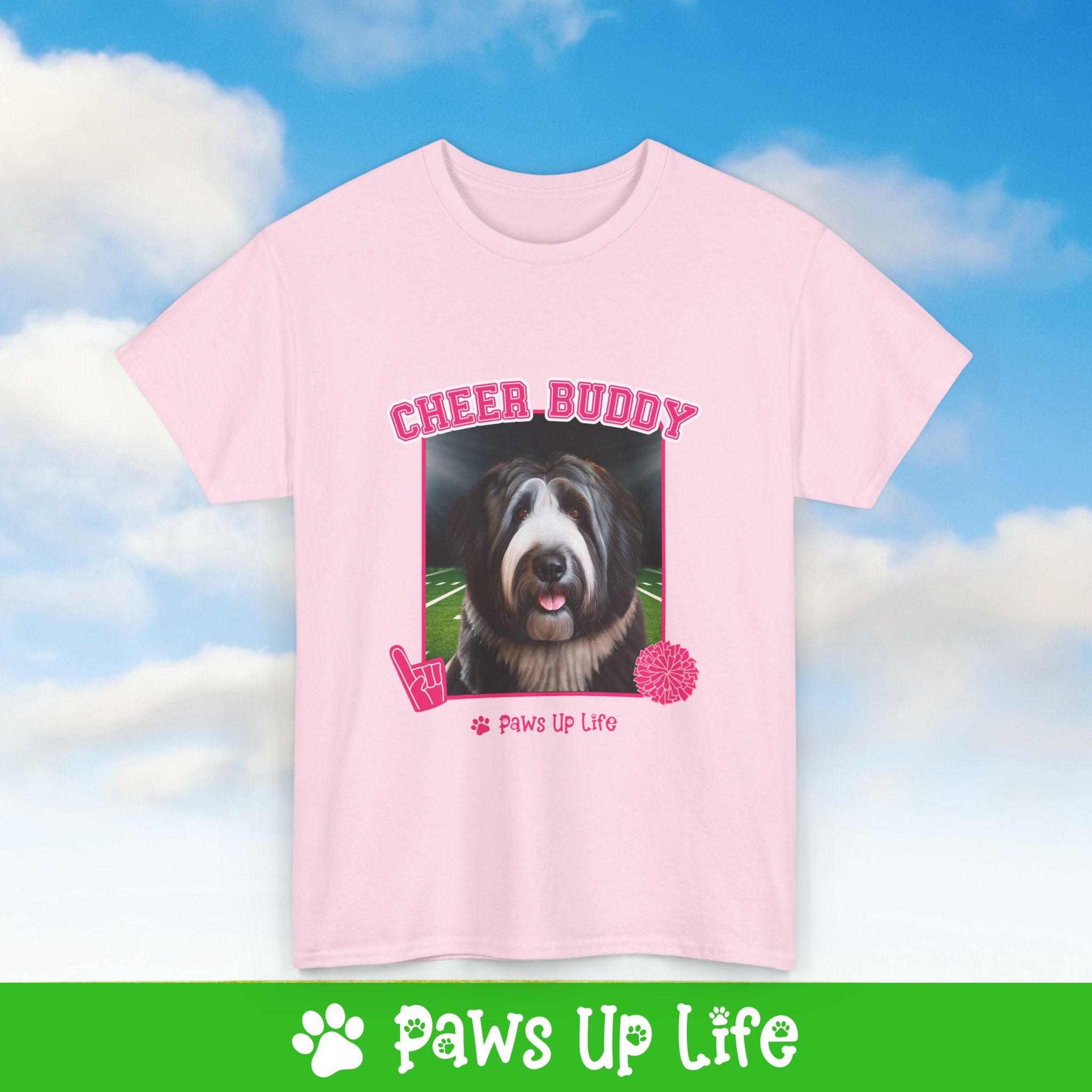 Black Old English Sheepdog Football Cheer Buddy Cheerleading Dog Tee, Shirt, Unisex Pet Lover Gift, Dog Mom Dad Tshirt, Animal Rescue Advocate, Cute Puppy Graphic Top Classic Collar | Paws Up Life, LLC