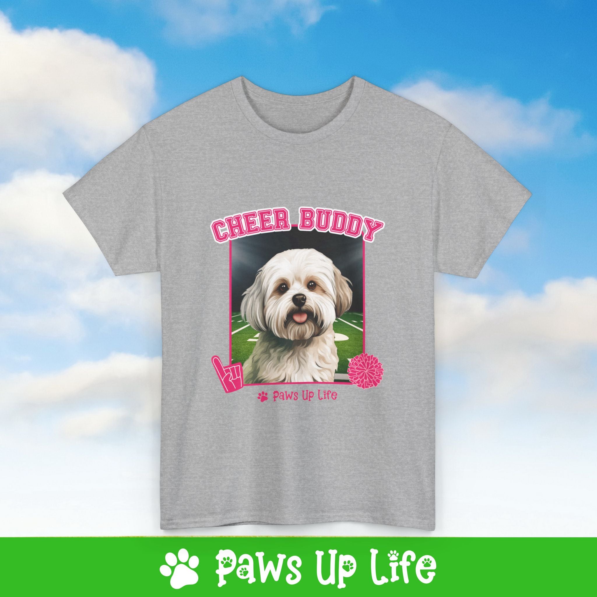 Maltese Football Cheer Buddy Cheerleading Dog Tee, Shirt, Unisex Pet Lover Gift, Dog Mom Dad Tshirt, Animal Rescue Advocate, Cute Puppy Graphic Top Classic Collar | Paws Up Life, LLC