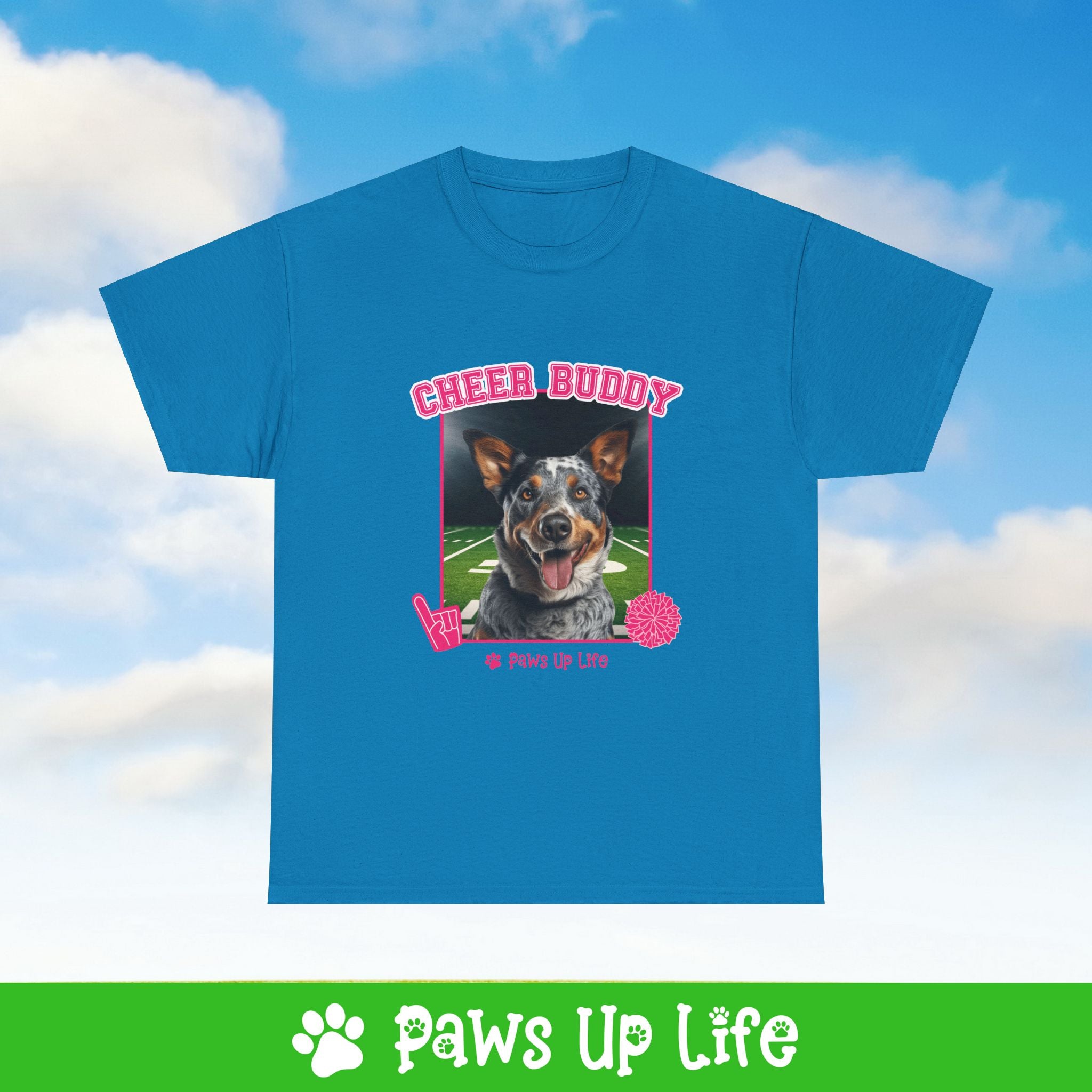 Australian Cattle Dog Cheer Buddy Cheerleading Dog Tee, Shirt, Unisex Pet Lover Gift, Dog Mom Dad Tshirt, Animal Rescue Advocate, Cute Puppy Graphic Top Classic Collar | Paws Up Life, LLC