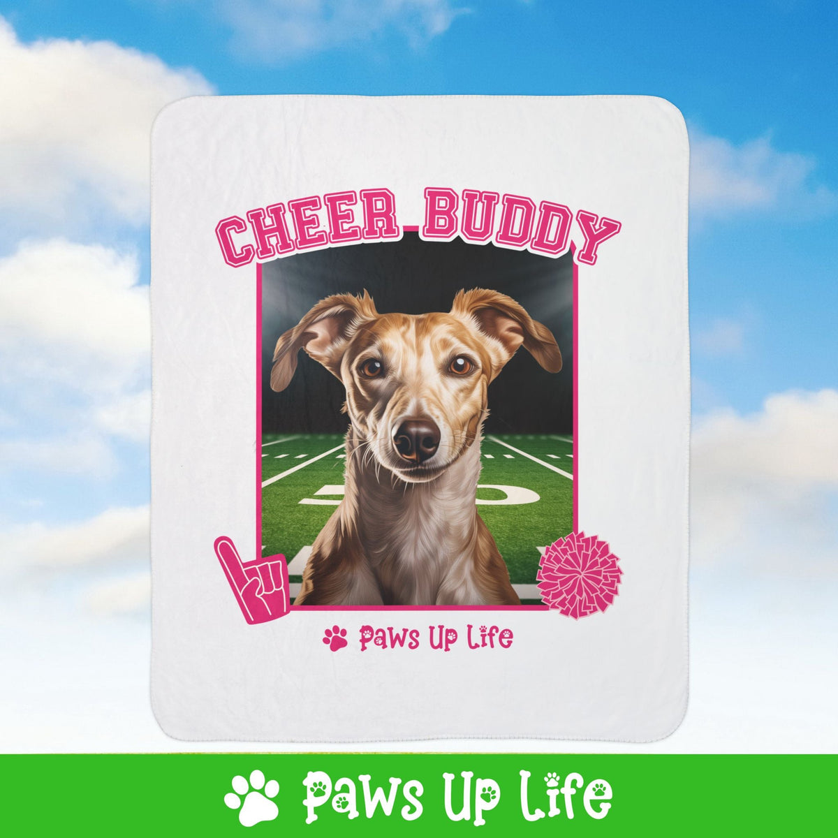 Whippet Football Cheer Buddy Cheerleading Dog Fleece Sherpa Blanket - Perfect for Snuggling and Cozy Napping | Paws Up Life, LLC