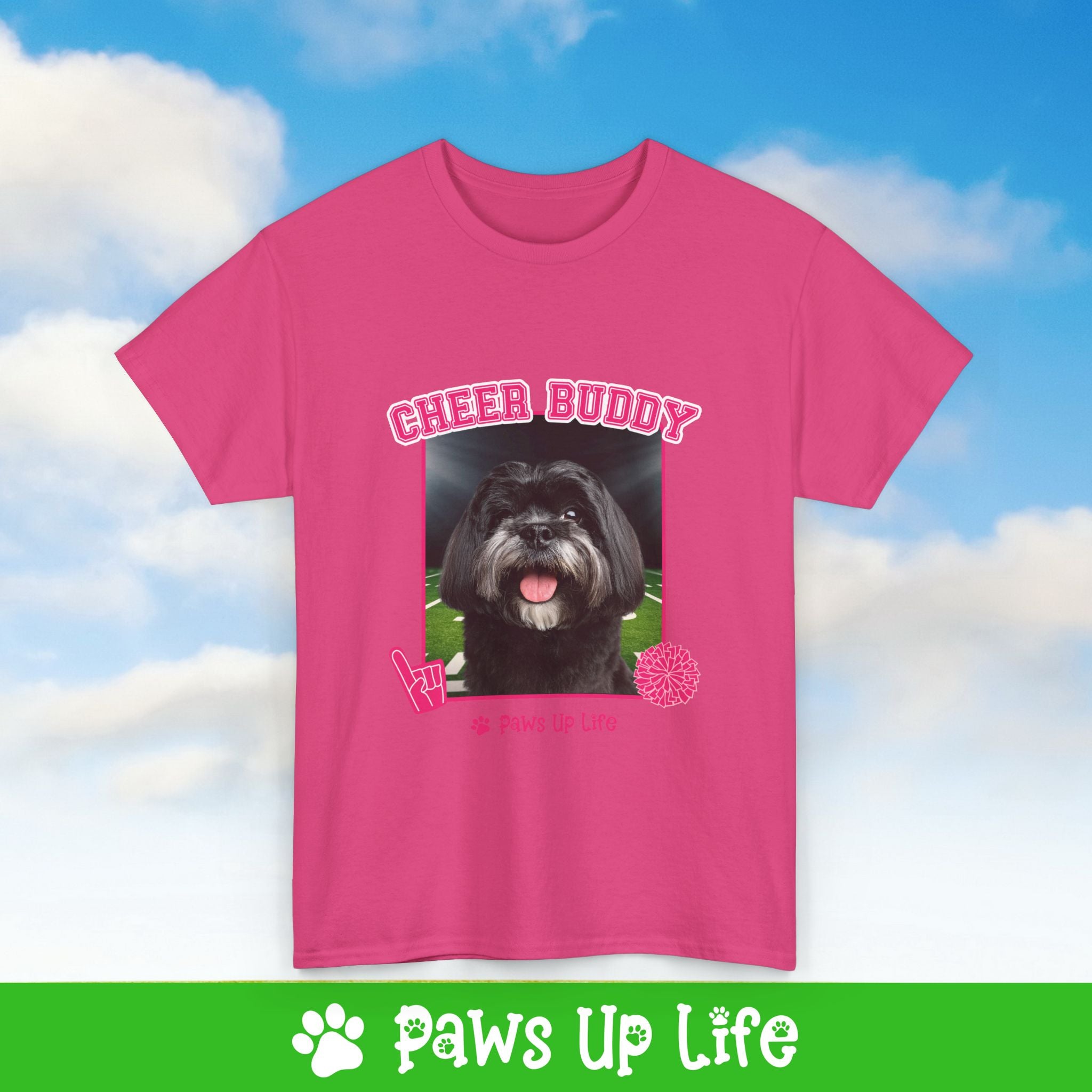 Black Lhasa Apso Football Cheer Buddy Cheerleading Dog Tee, Shirt, Unisex Pet Lover Gift, Dog Mom Dad Tshirt, Animal Rescue Advocate, Cute Puppy Graphic Top Classic Collar | Paws Up Life, LLC