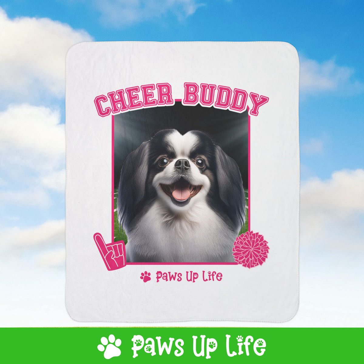 Japanese Chin Football Cheer Buddy Cheerleading Dog Fleece Sherpa Blanket - Perfect for Snuggling and Cozy Napping | Paws Up Life, LLC